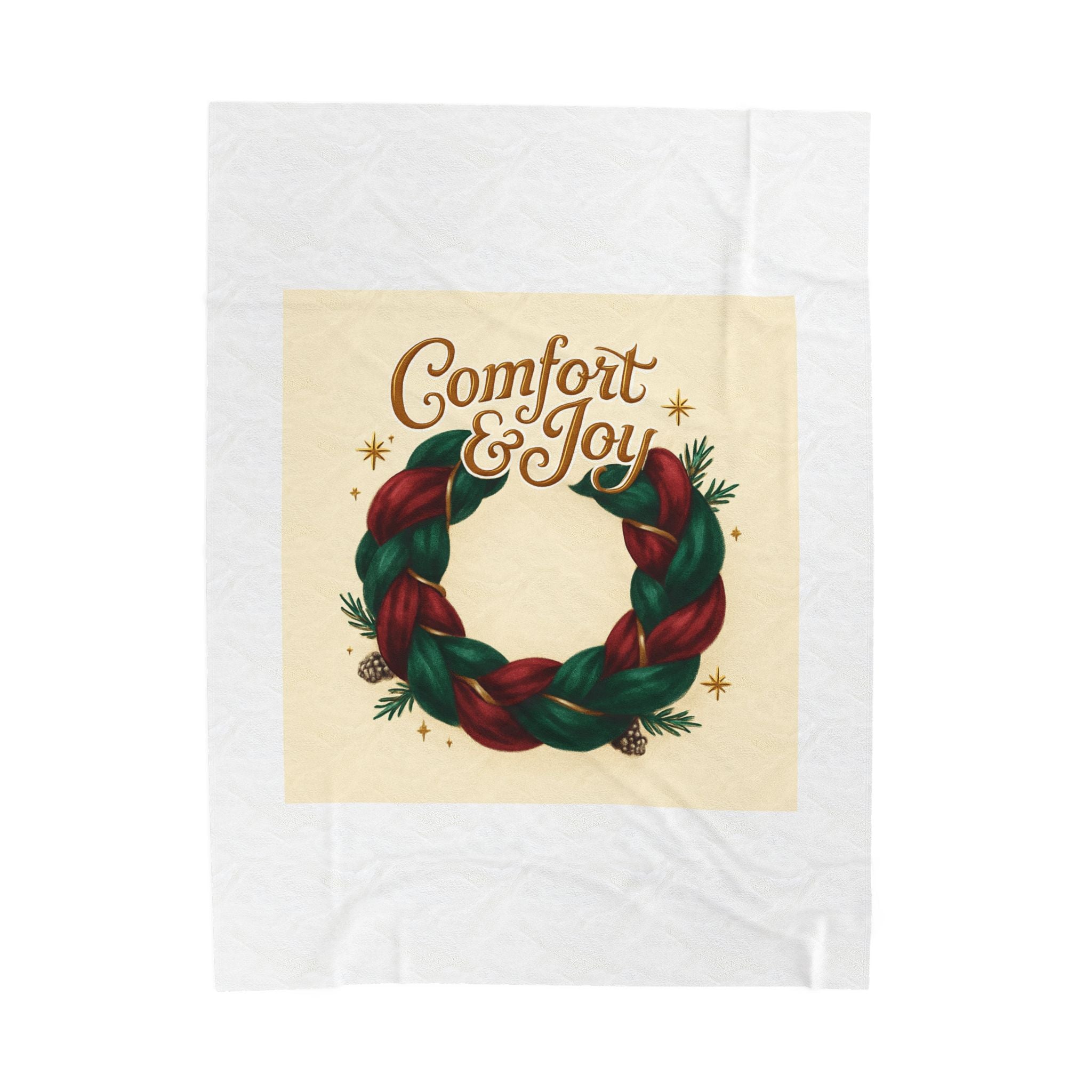 Comfort & Joy Wreath Velveteen Plush Blanket — Holiday Cozy Throw