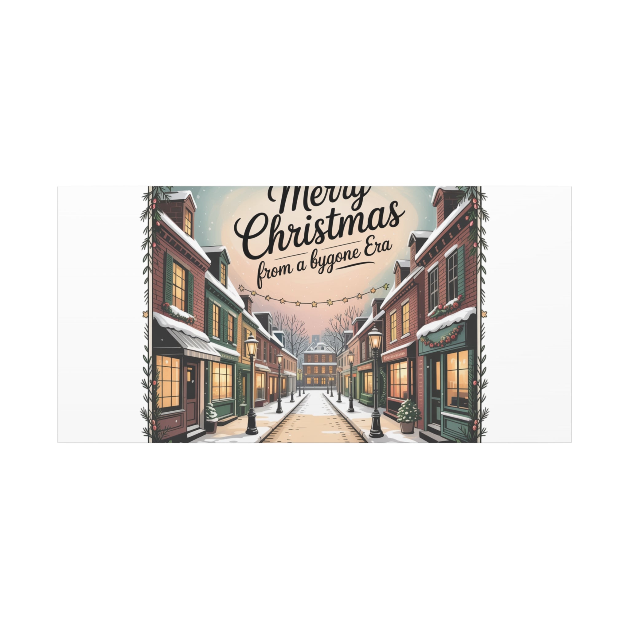 Merry Christmas Vintage Postcard Canvas | Retro Holiday Card Design