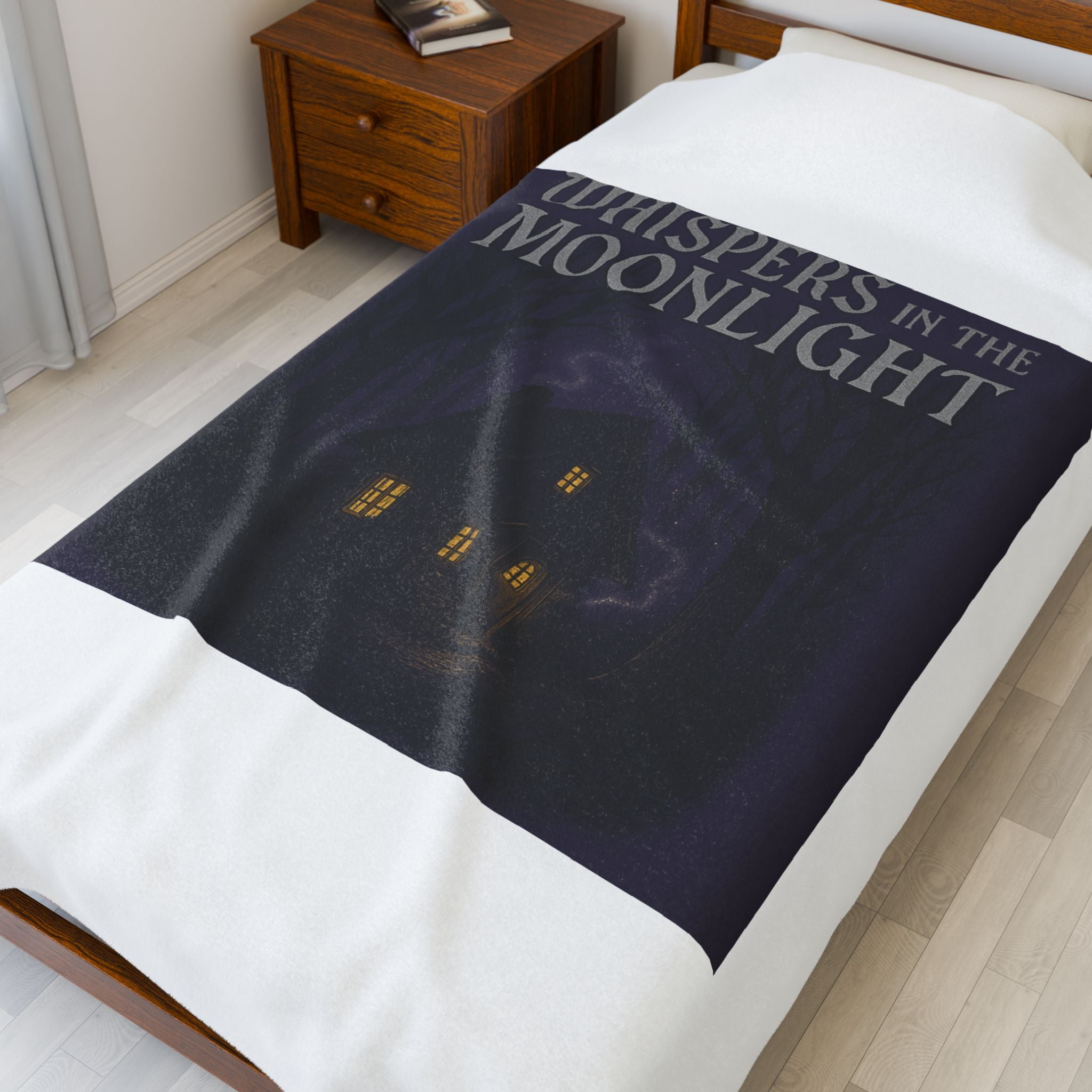 Whispers in the Moonlight Velveteen Plush Blanket — Cozy Gothic Cottage Throw