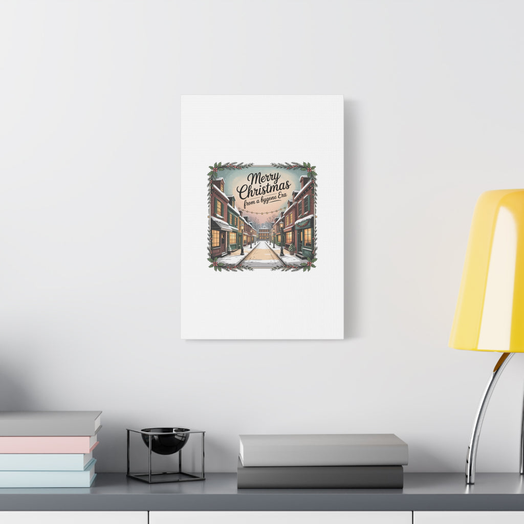 Merry Christmas Vintage Postcard Canvas | Retro Holiday Card Design