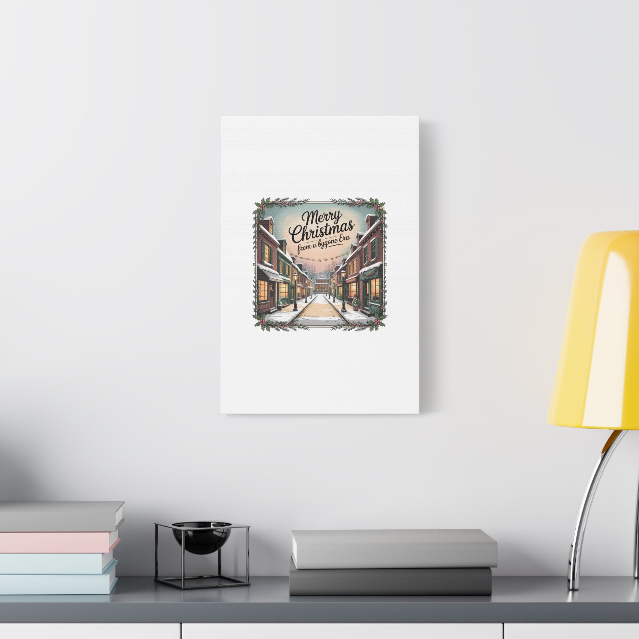 Merry Christmas Vintage Postcard Canvas | Retro Holiday Card Design