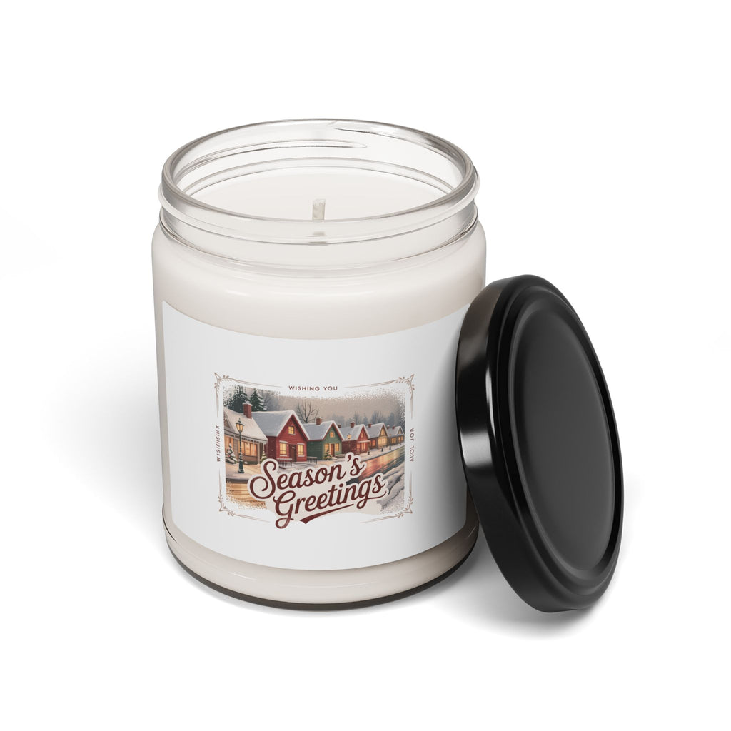 Season's Greetings Vintage Postcard Candle | Soy Jar, Retro Christmas
