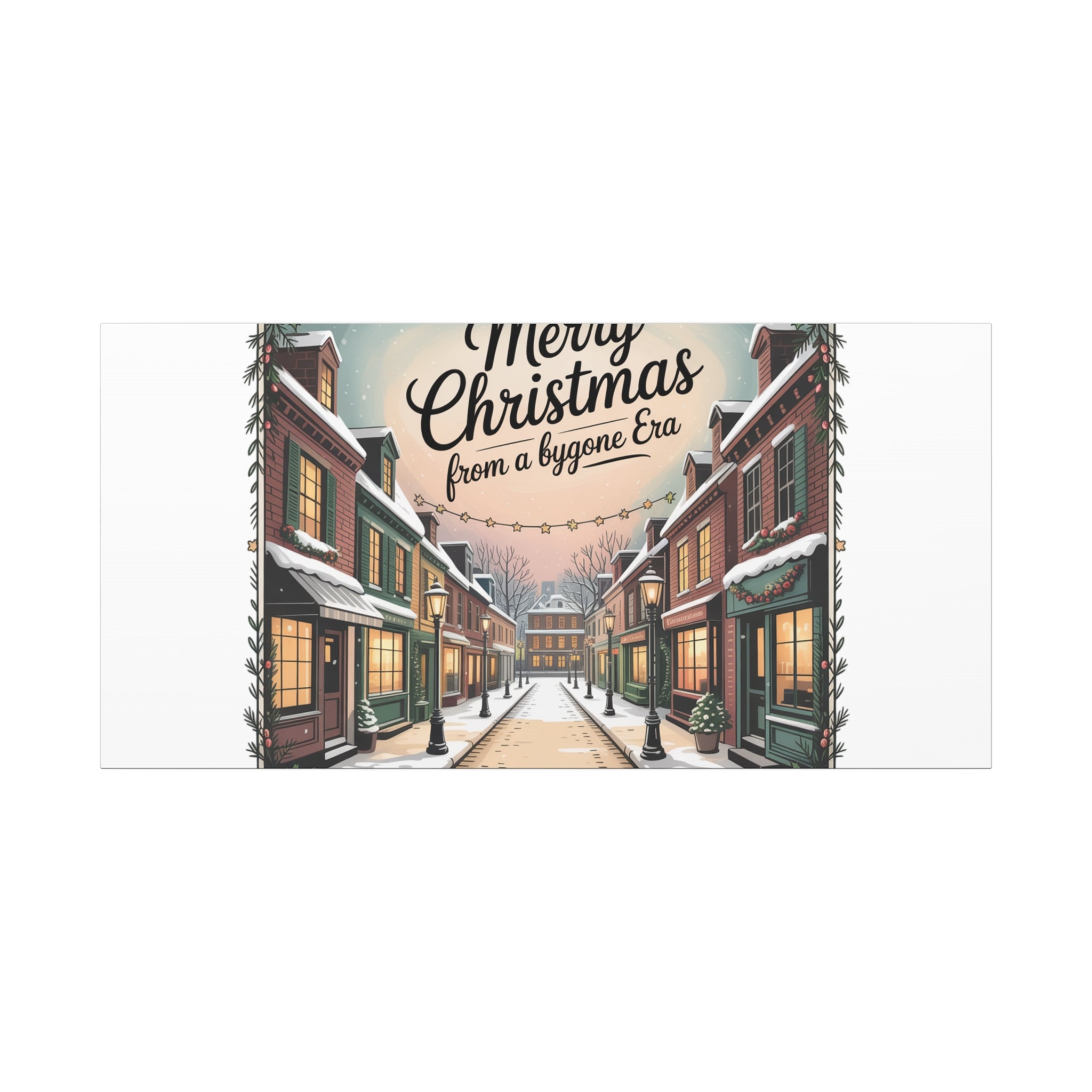 Merry Christmas Vintage Postcard Canvas | Retro Holiday Card Design