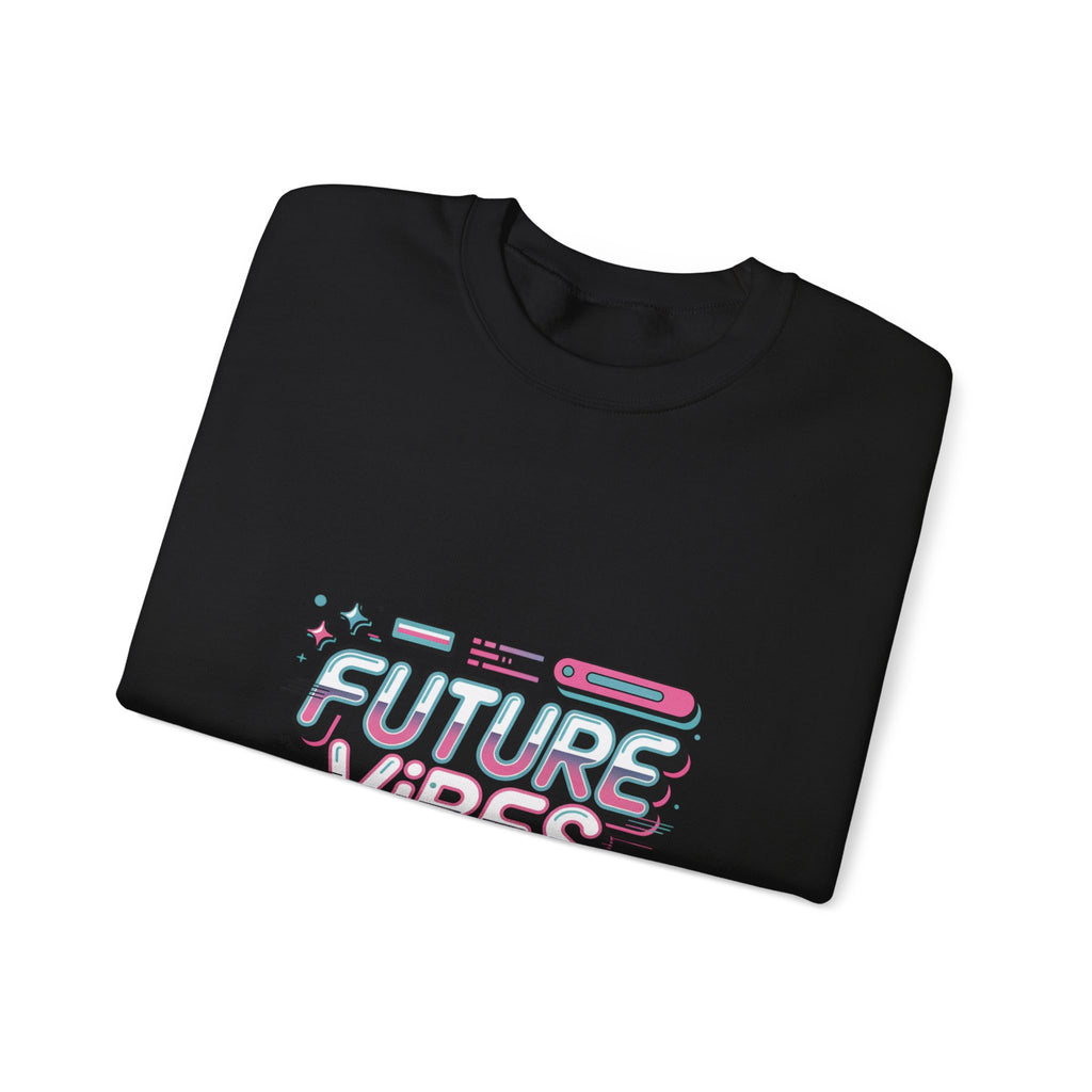 Future Vibes Crewneck Sweatshirt | Y2K Cyber Holo, Retro Tech Chrome Text