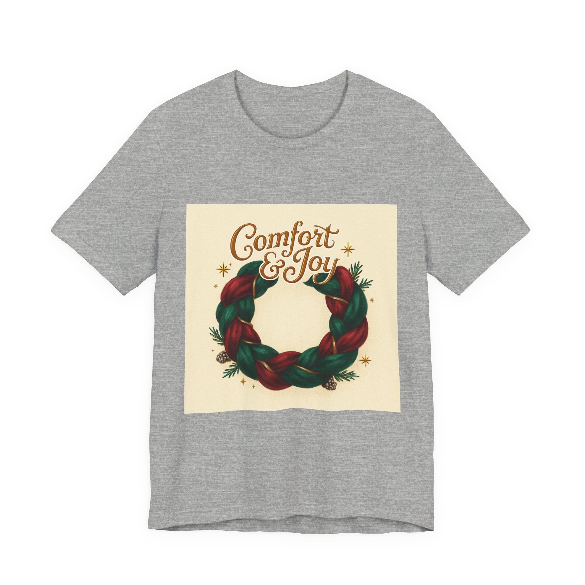Comfort & Joy Wreath T-Shirt — Retro Holiday Christmas Tee