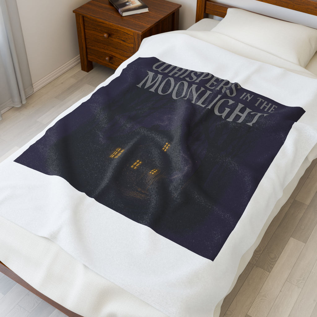 Whispers in the Moonlight Velveteen Plush Blanket — Cozy Gothic Cottage Throw