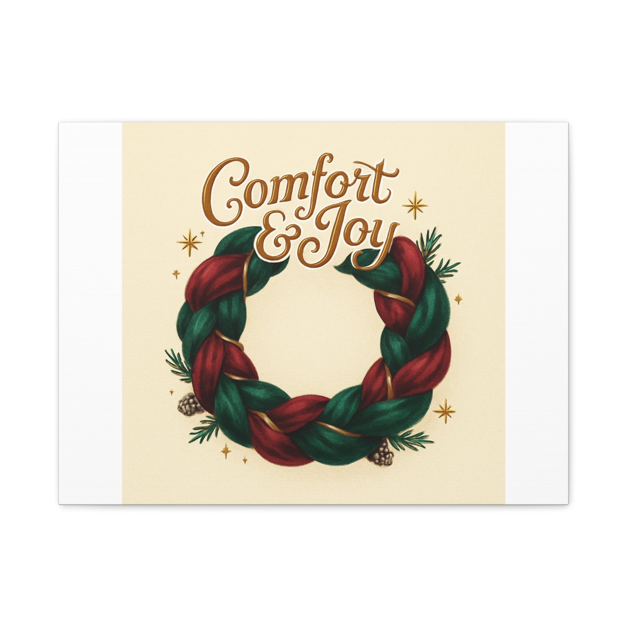 Christmas Wreath Canvas - "Comfort & Joy" Holiday Wall Art