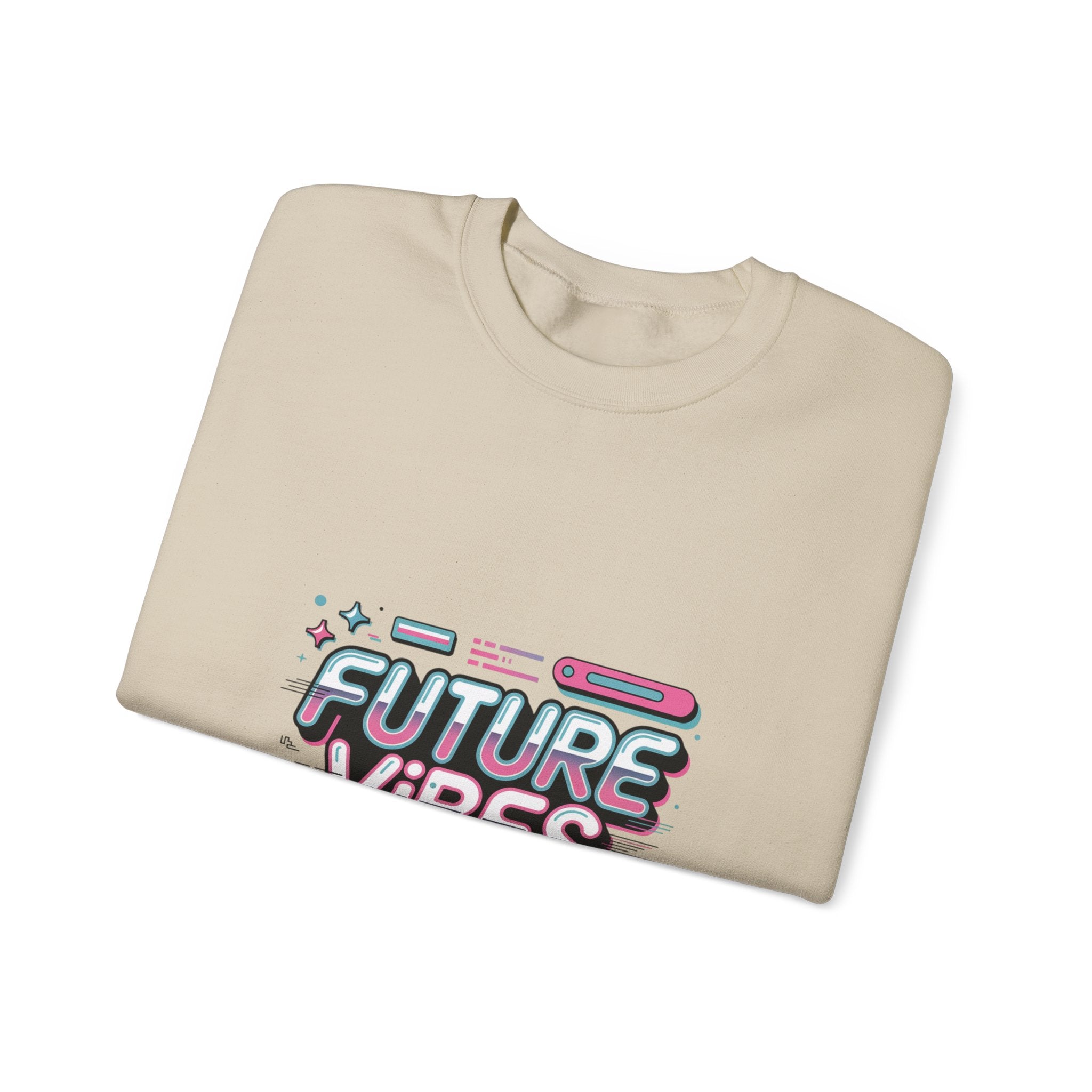 Future Vibes Crewneck Sweatshirt | Y2K Cyber Holo, Retro Tech Chrome Text
