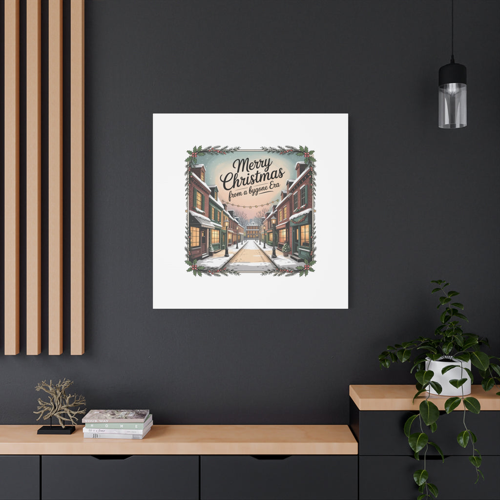 Merry Christmas Vintage Postcard Canvas | Retro Holiday Card Design