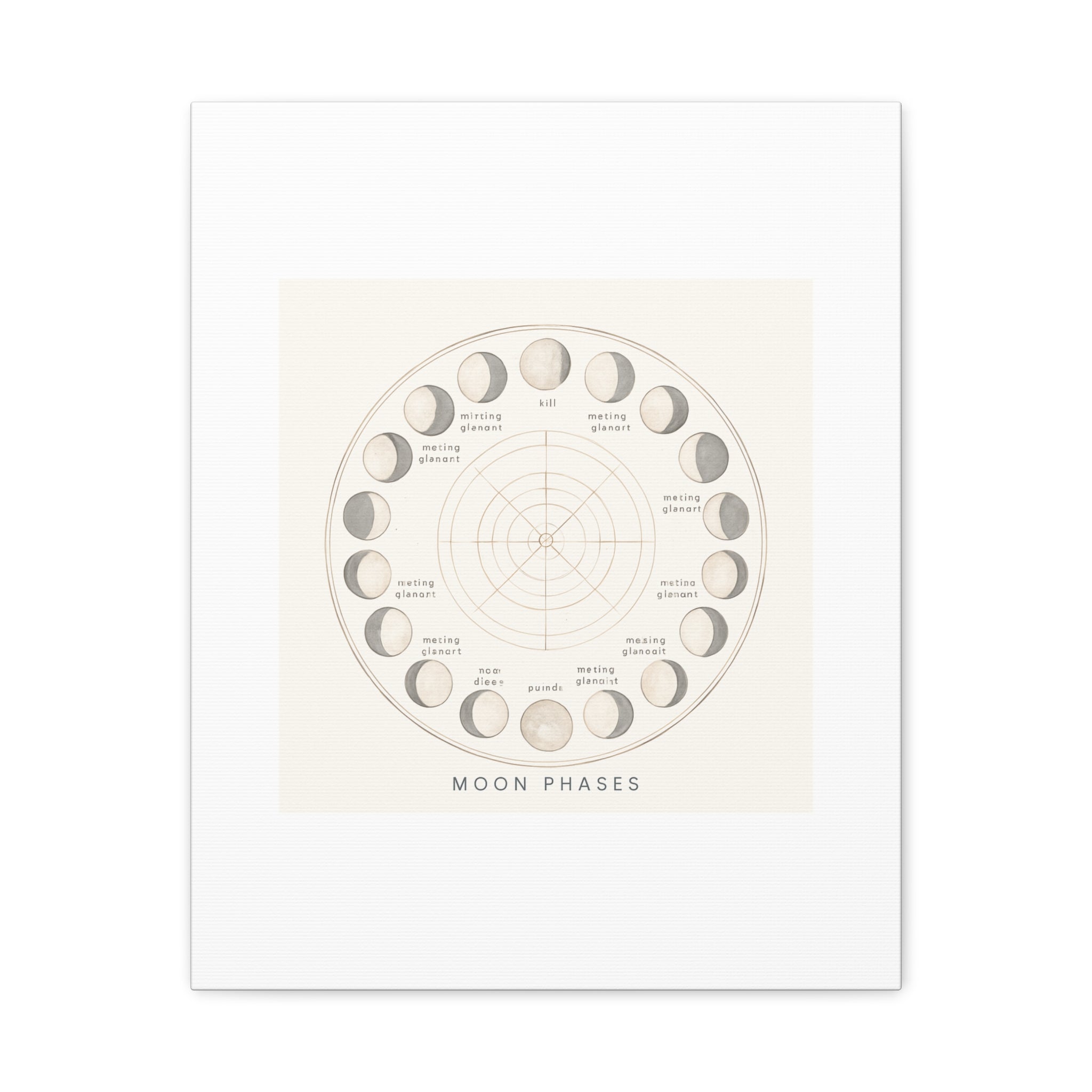 Moon Phases Canvas Print — Neutral Lunar Cycle Wall Art