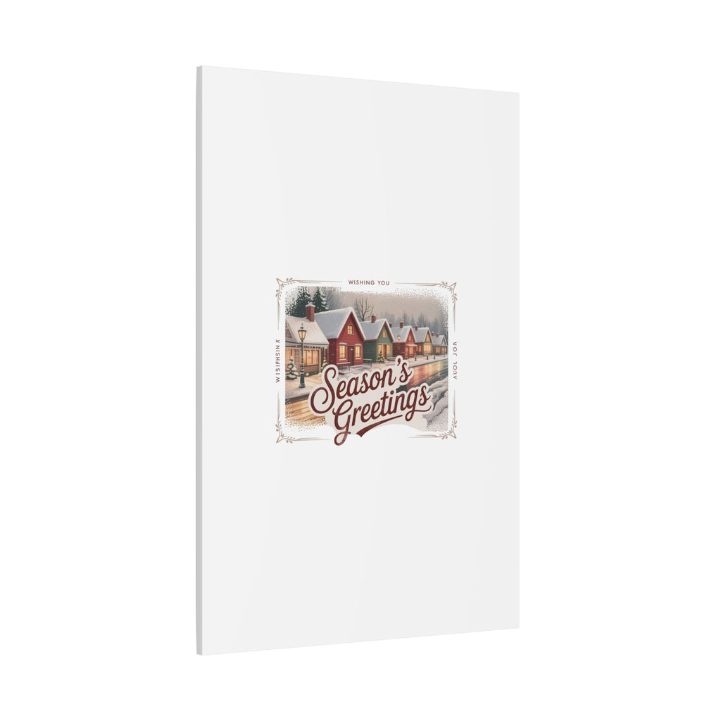 Season's Greetings Vintage Christmas Postcard Canvas | Retro Holiday Wall Art
