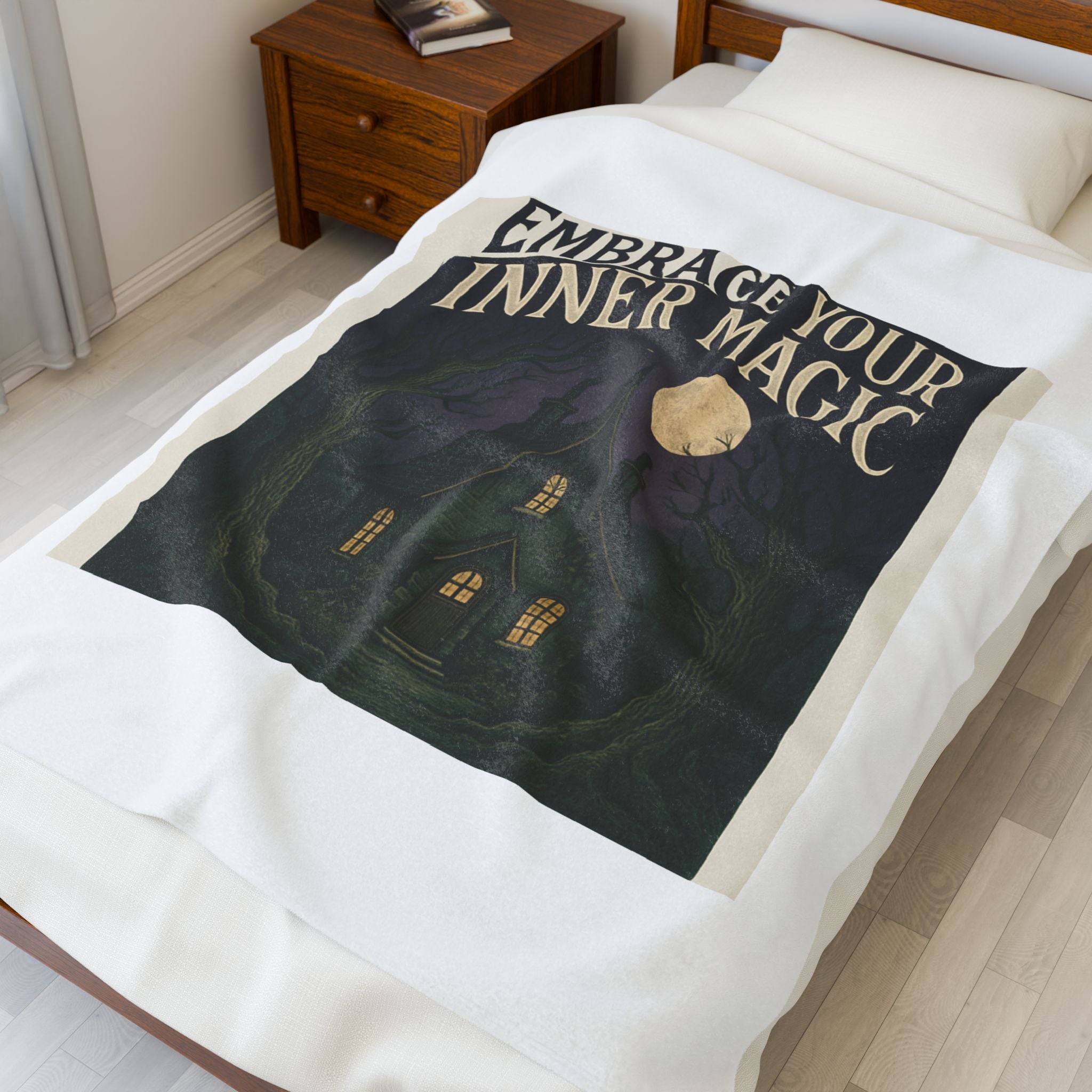 Velveteen Plush Blanket — "Embrace Your Inner Magic" Cottage Moonlight Throw