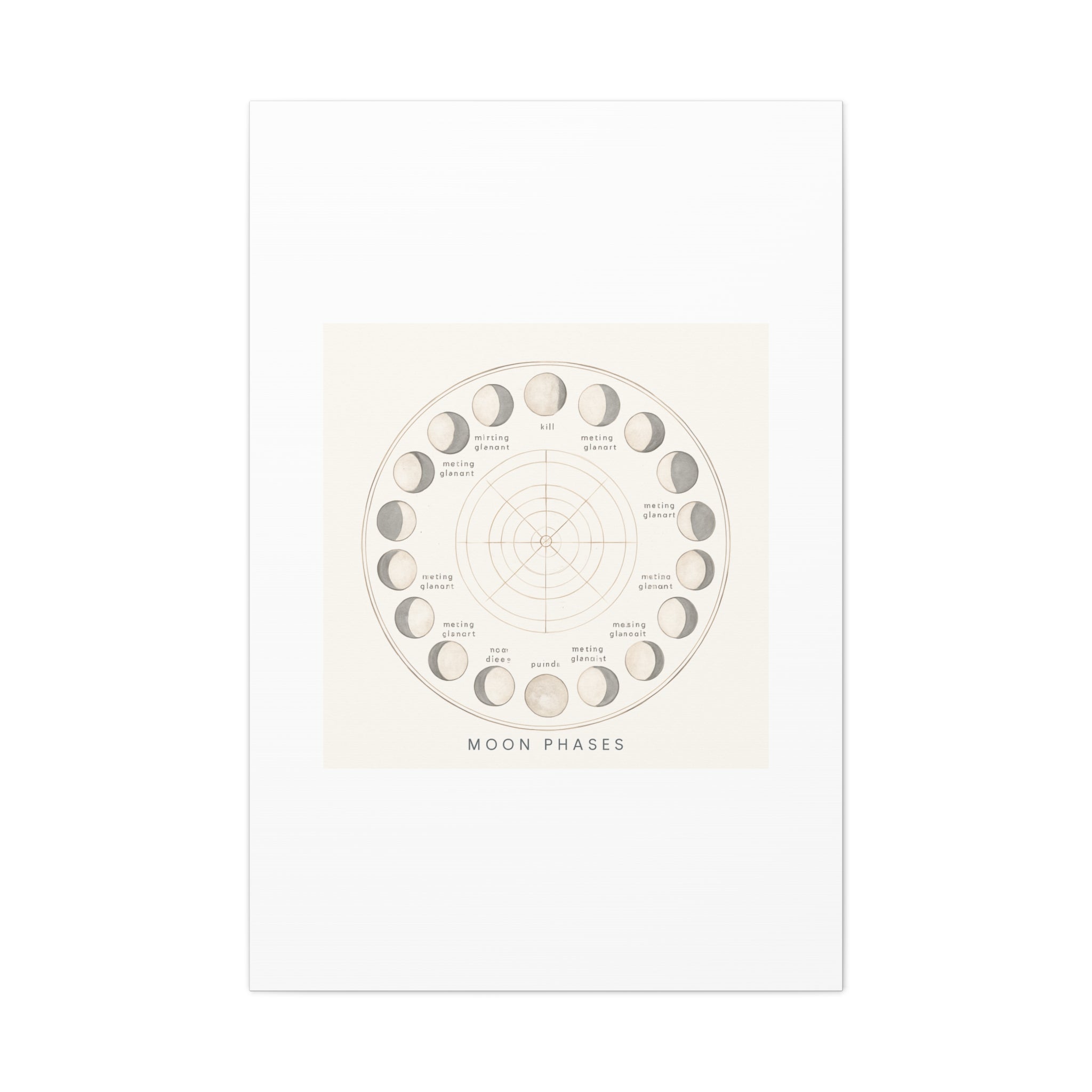 Moon Phases Canvas Print — Neutral Lunar Cycle Wall Art