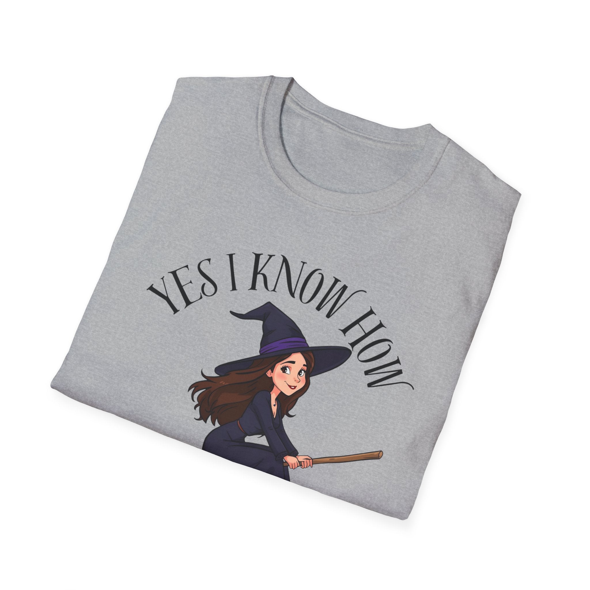 Witchy Graphic Tee - Yes I Know How to Drive It Stick, Halloween Shirt, Gift for Witches, Everyday Wear, Funny Quote T-Shirt