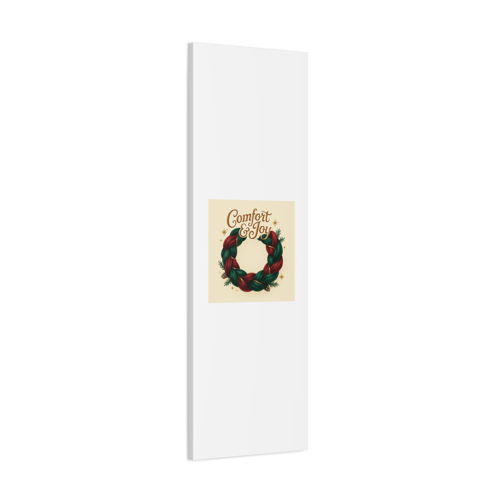 Christmas Wreath Canvas - "Comfort & Joy" Holiday Wall Art