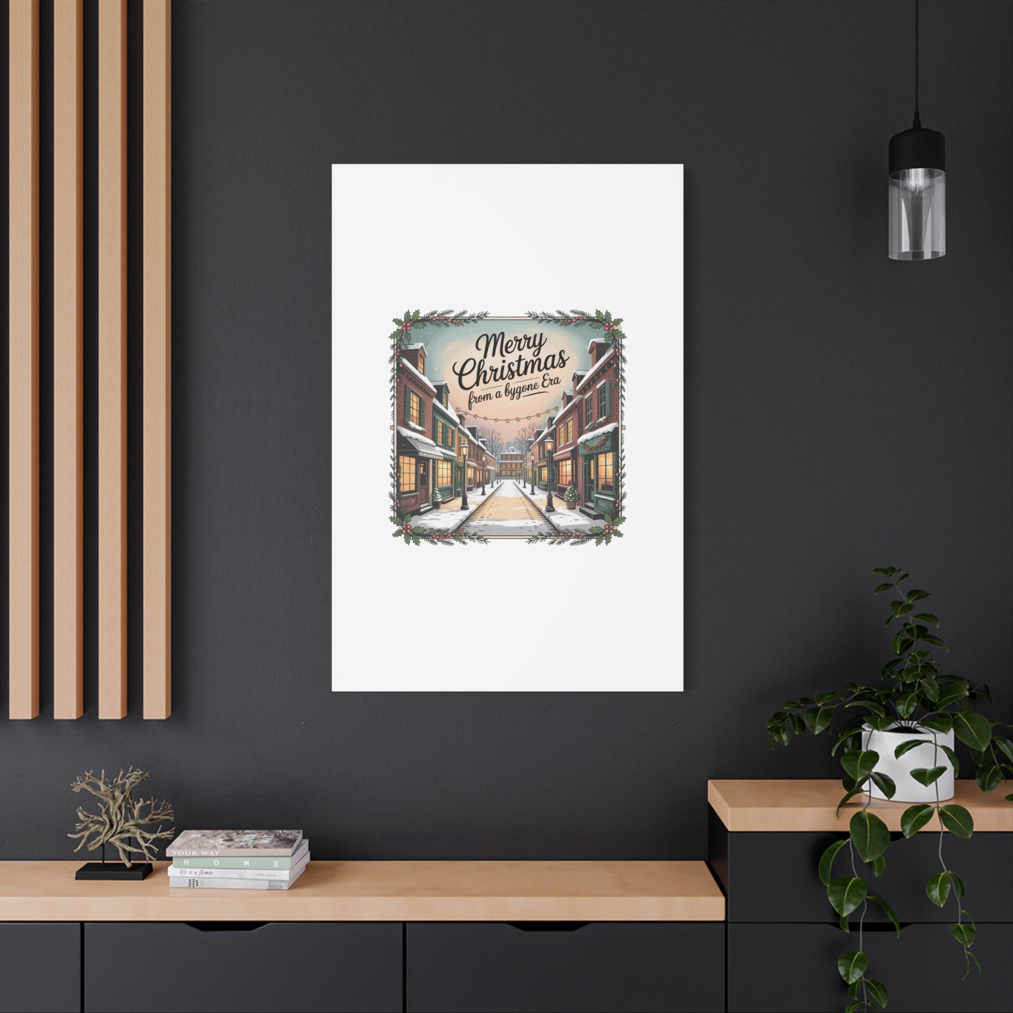 Merry Christmas Vintage Postcard Canvas | Retro Holiday Card Design