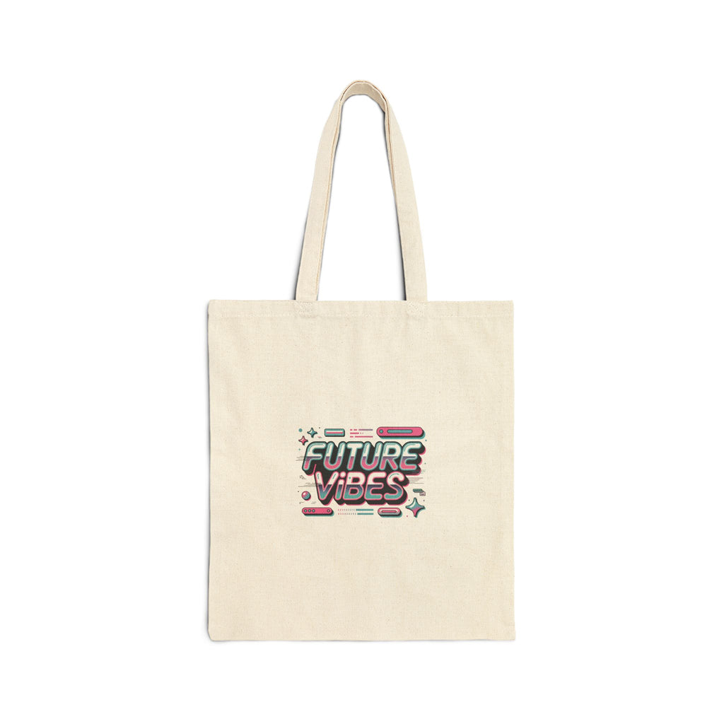 Future Vibes chrome text Tote | Y2K cyber holo aesthetic, retro tech print
