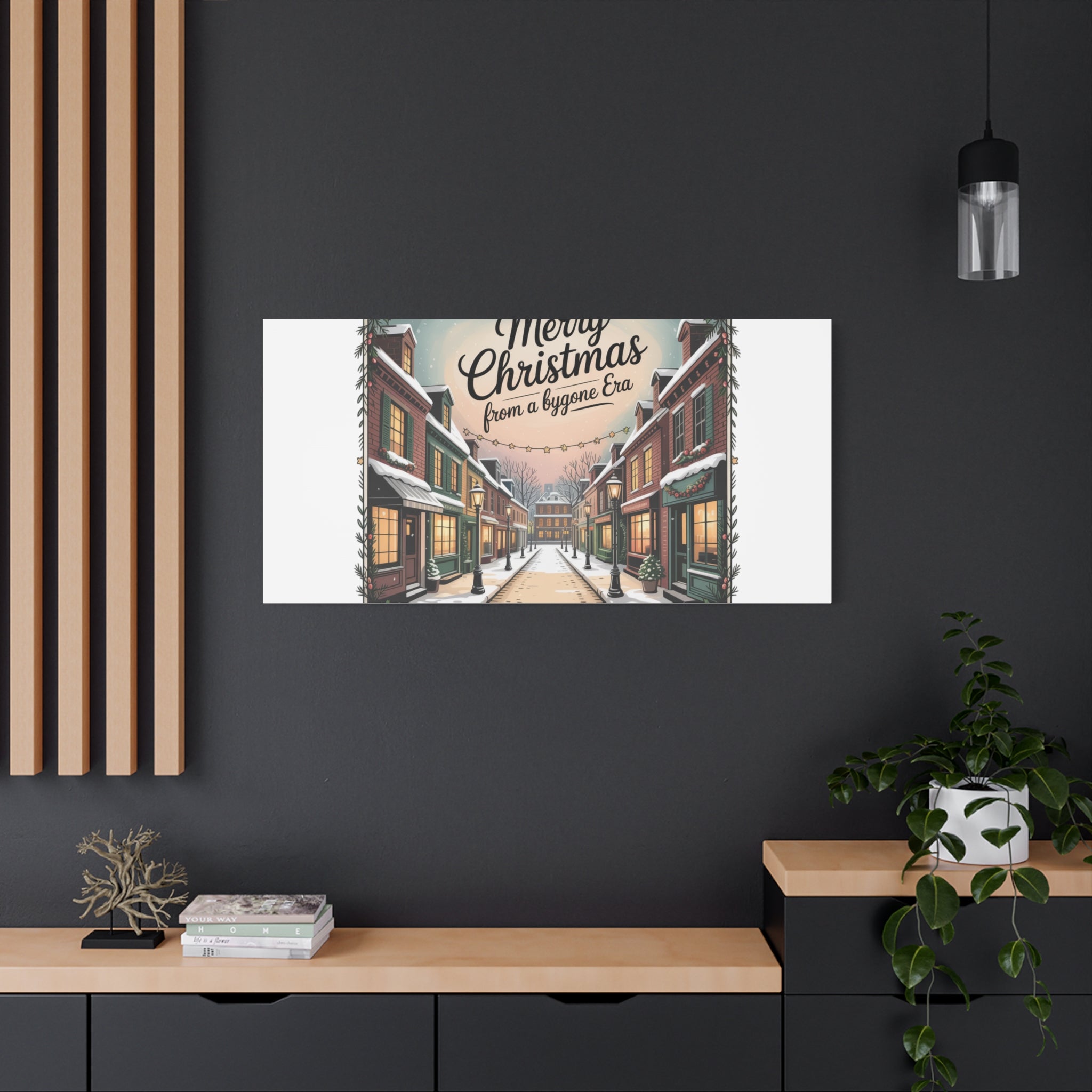 Merry Christmas Vintage Postcard Canvas | Retro Holiday Card Design