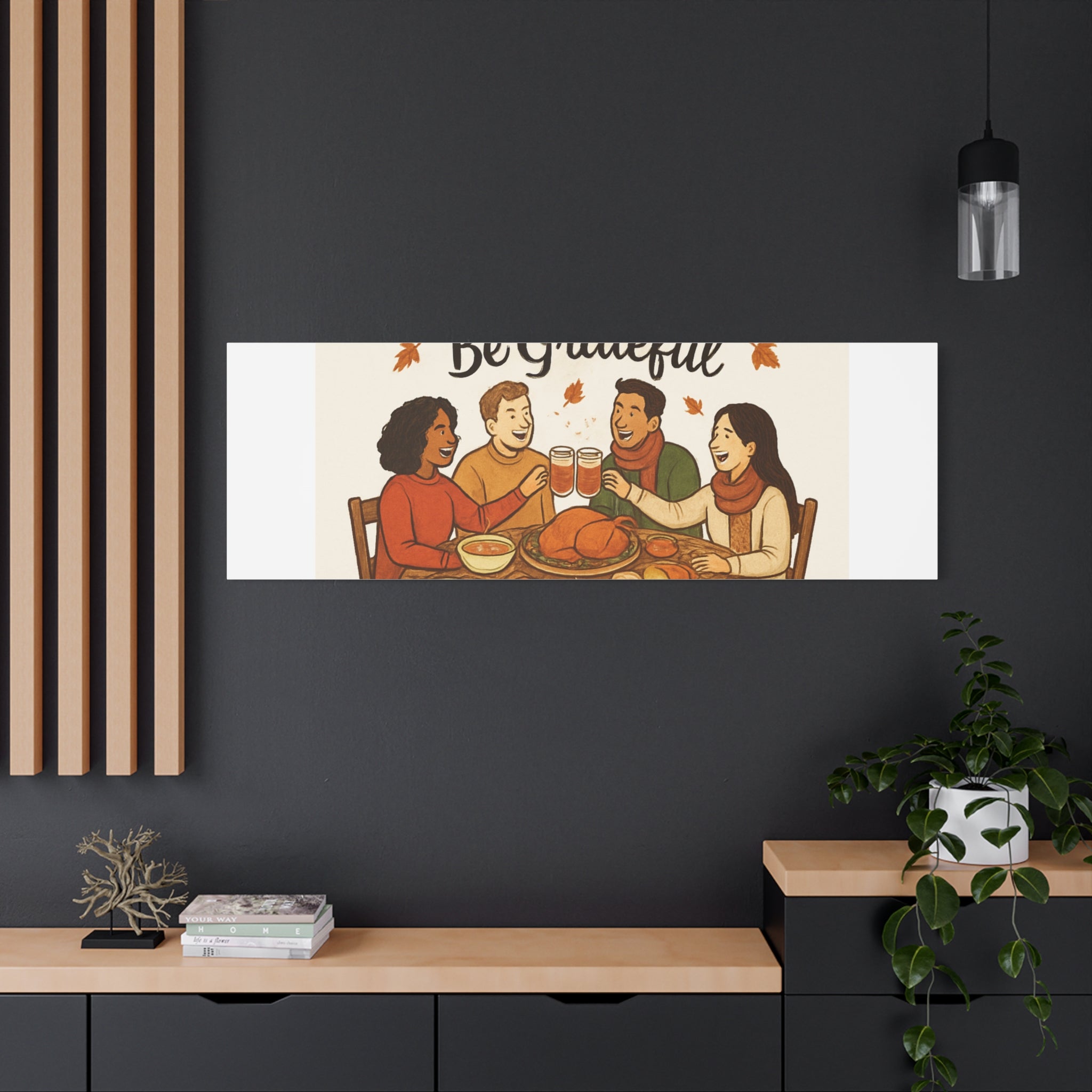 Gather, Sip, Be Grateful Canvas — Thanksgiving Wall Art