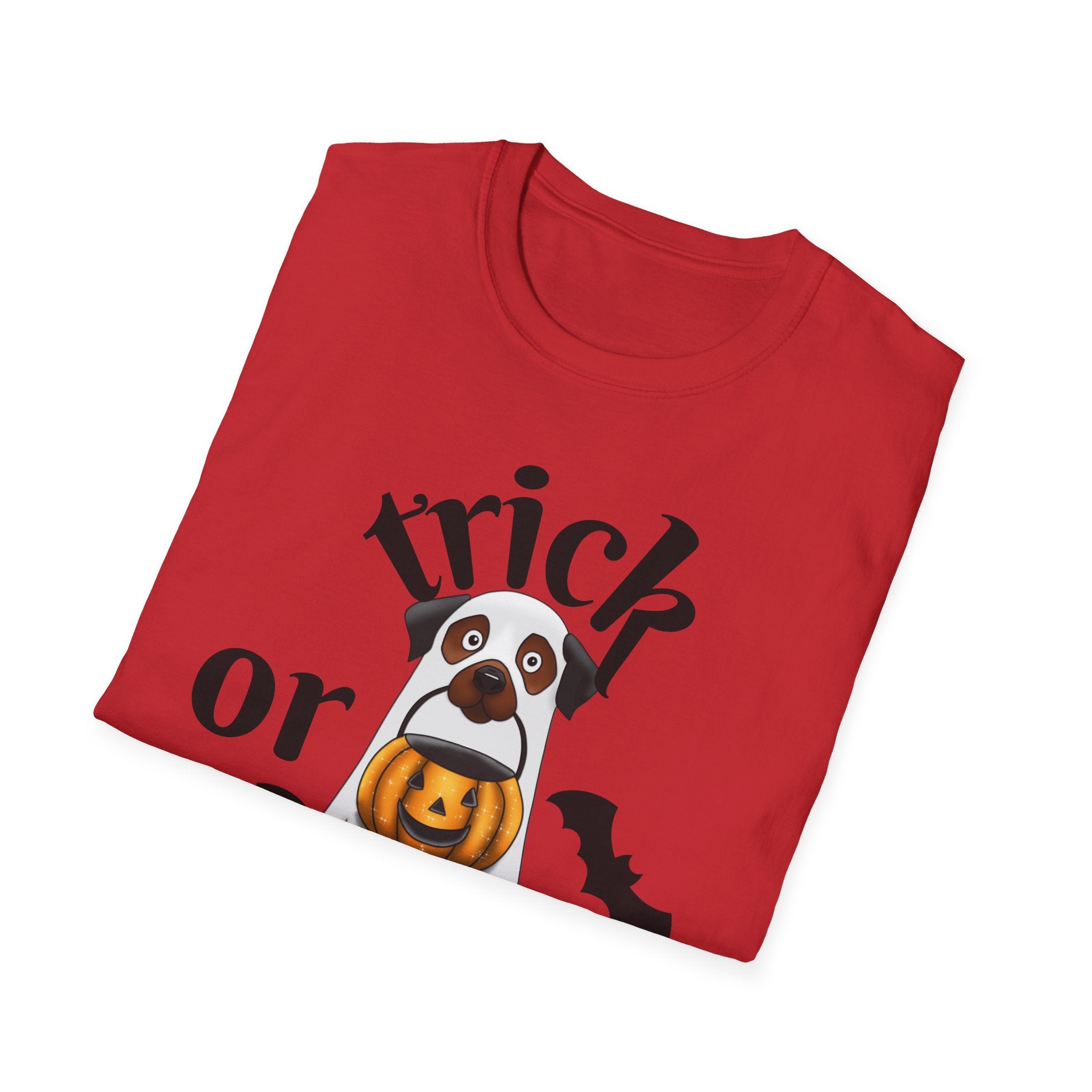 Halloween Puppy T-Shirt, Cute Trick or Treat Shirt, Unisex Dog Tee, Halloween Costume Top, Halloween Gift