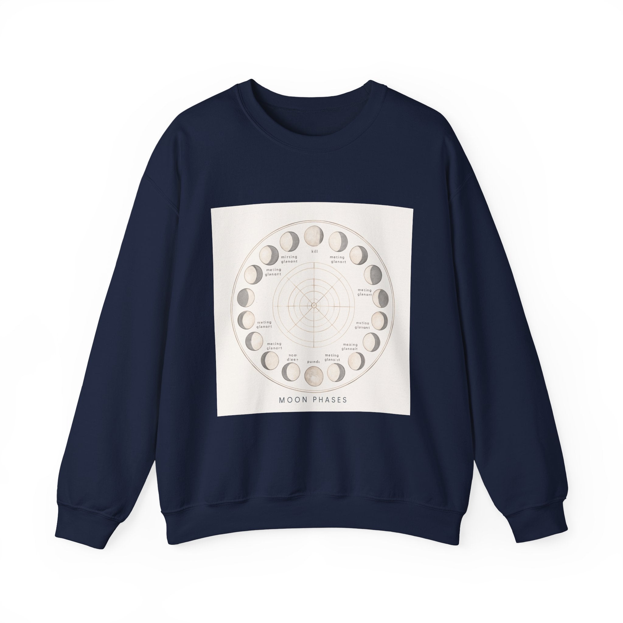 Moon Phases Sweatshirt — Lunar Cycle Graphic Crewneck