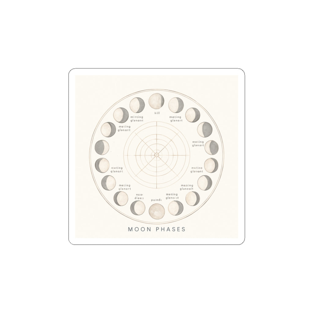 Moon Phases Kiss-Cut Sticker — Minimal Lunar Cycle Diagram for Planners, Journals & Laptops