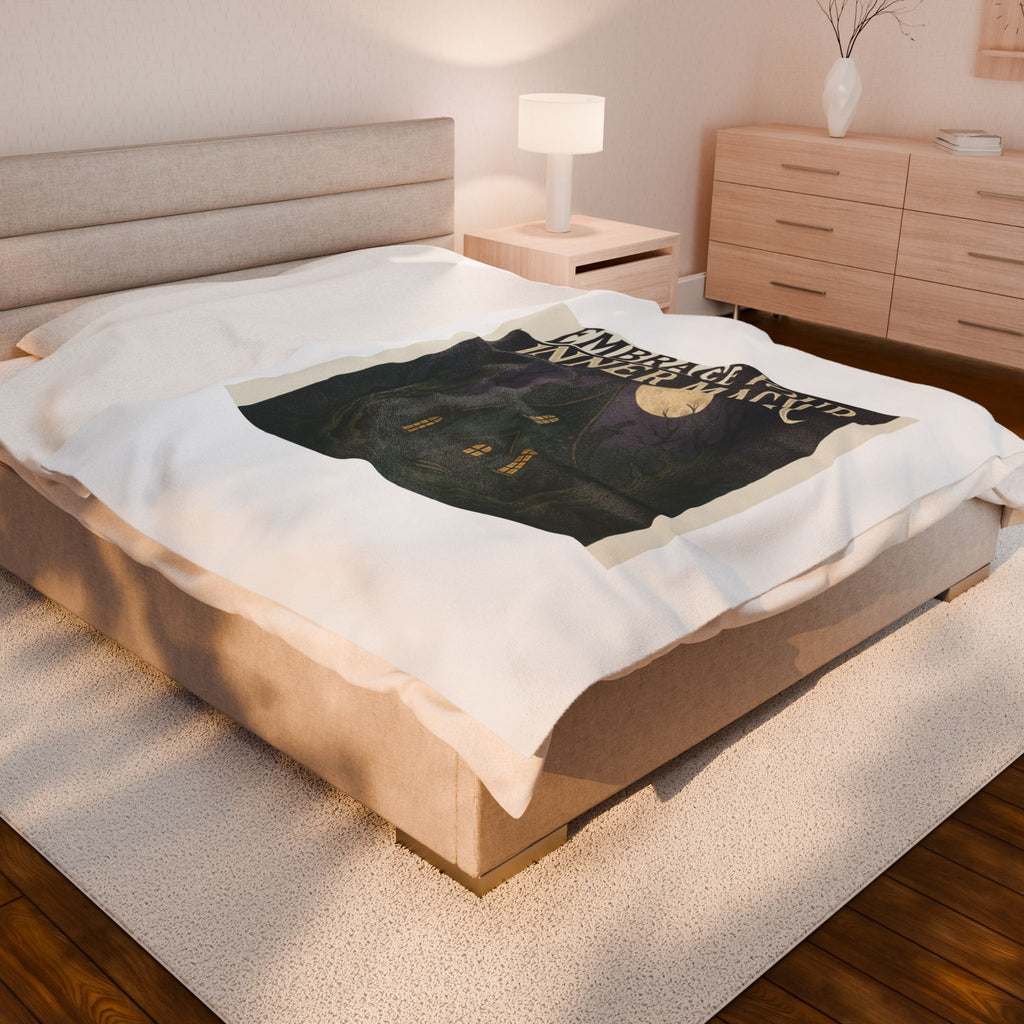 Velveteen Plush Blanket — "Embrace Your Inner Magic" Cottage Moonlight Throw