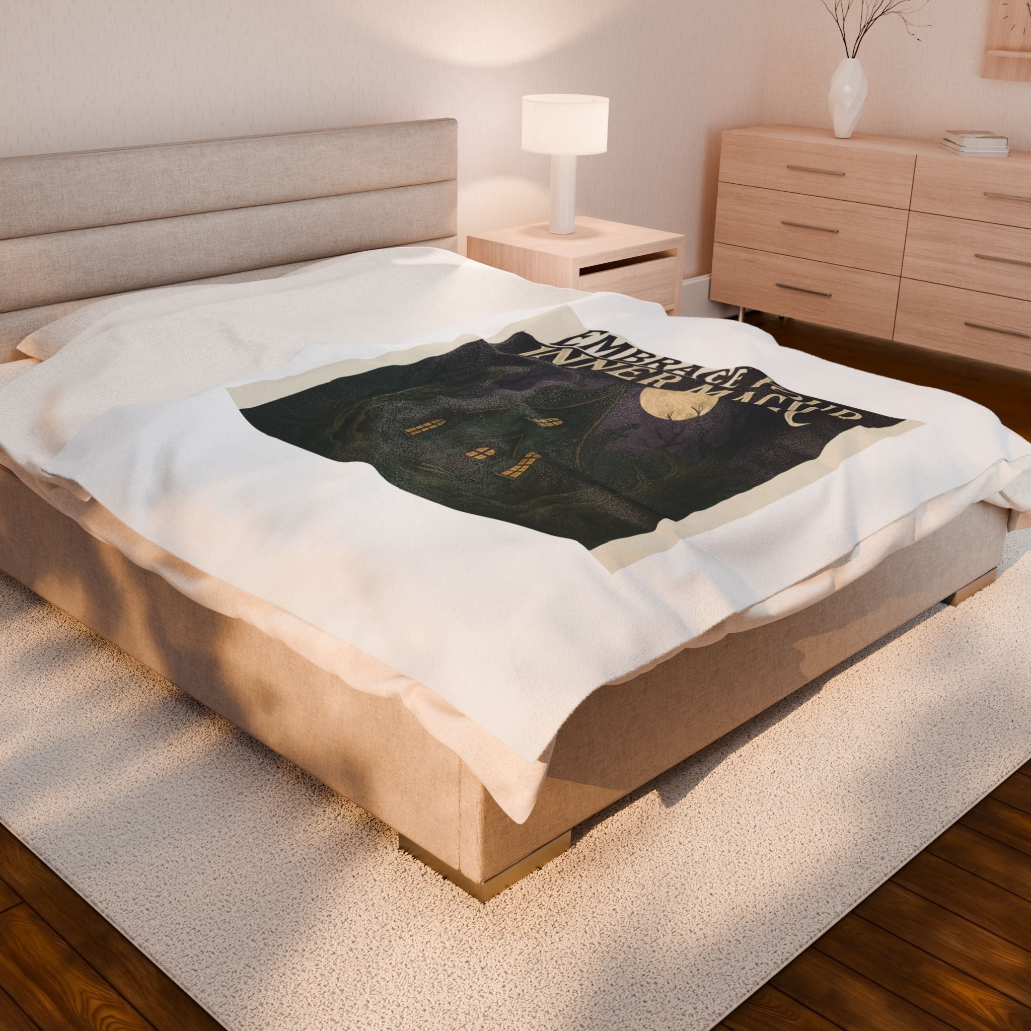 Velveteen Plush Blanket — "Embrace Your Inner Magic" Cottage Moonlight Throw