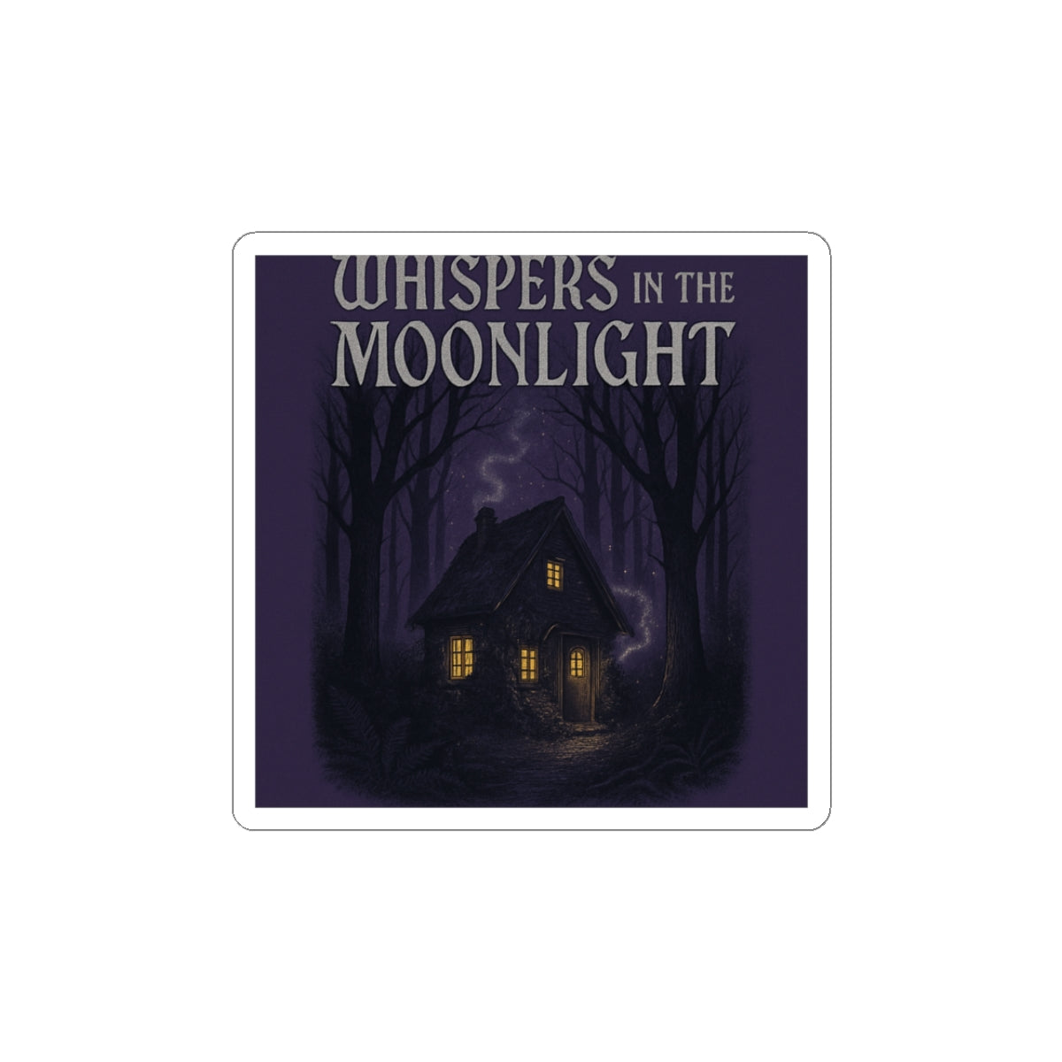 Whispers in the Moonlight Sticker — Haunted Cottage Kiss-Cut Sticker, Gothic Halloween Laptop Decal