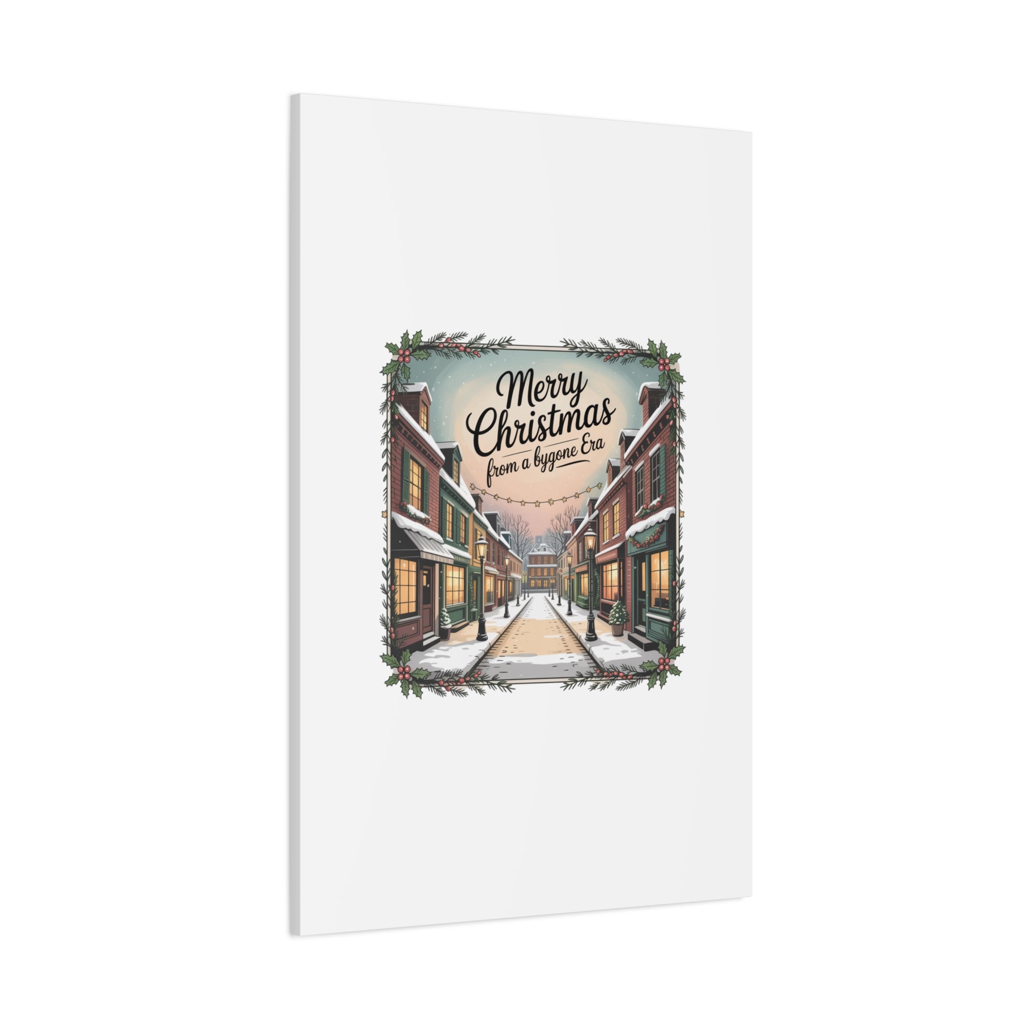 Merry Christmas Vintage Postcard Canvas | Retro Holiday Card Design