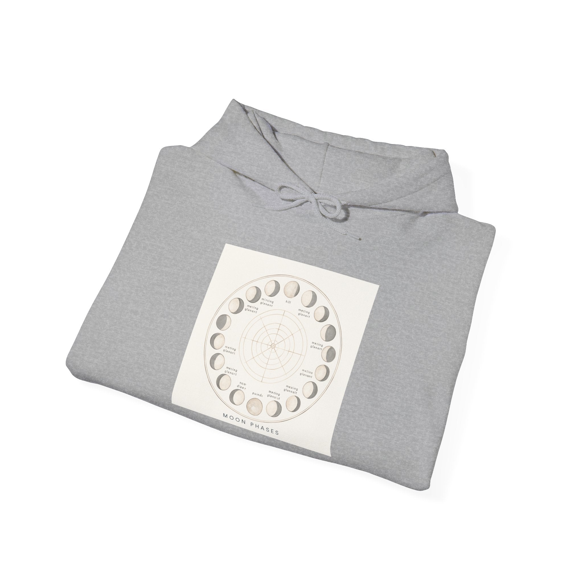 Moon Phase Hoodie — Minimal Lunar Cycle Graphic Sweatshirt