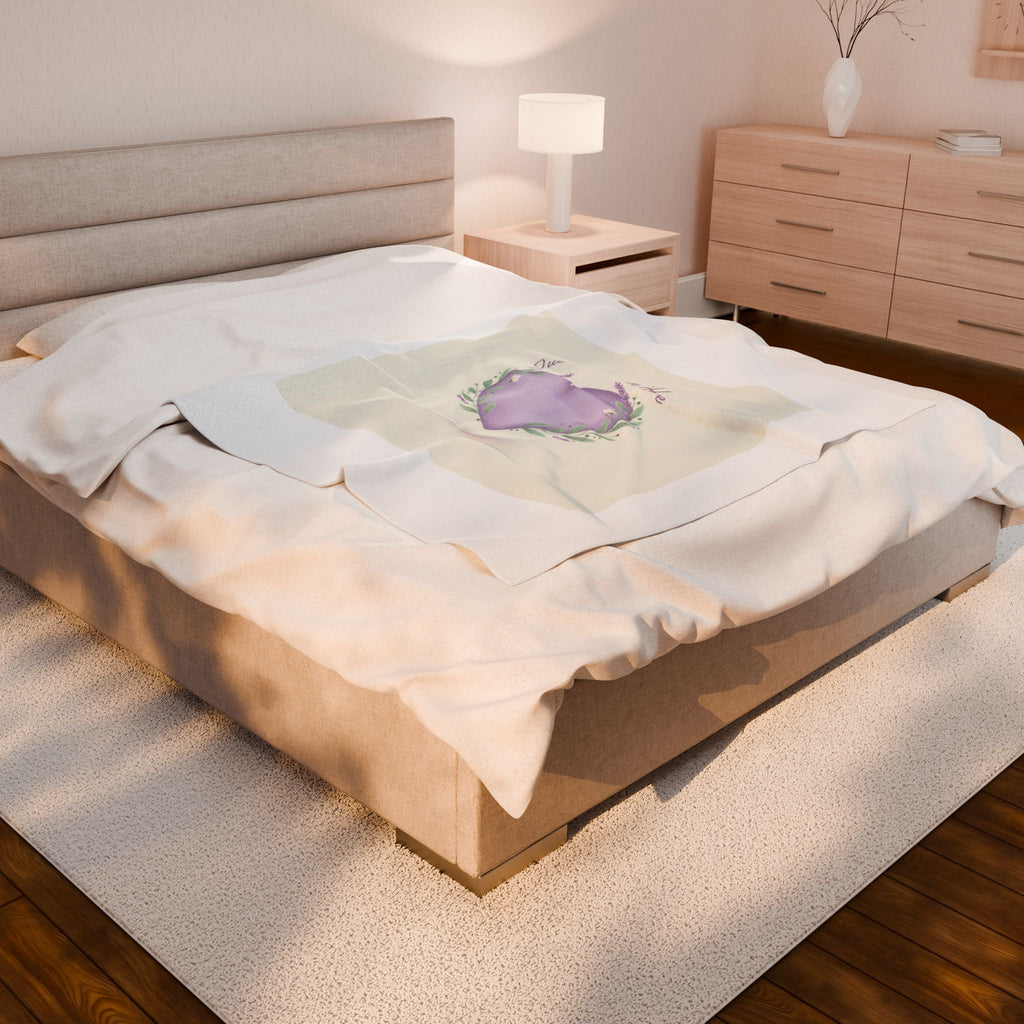 Just a Little Hope Heart, Velveteen Plush Blanket | Positive Micro-Optimism, Lavender