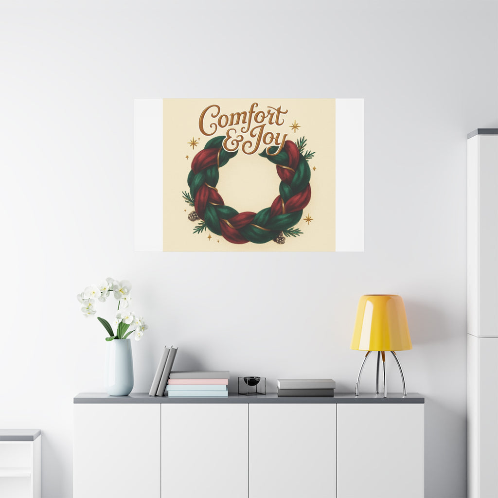 Christmas Wreath Canvas - "Comfort & Joy" Holiday Wall Art