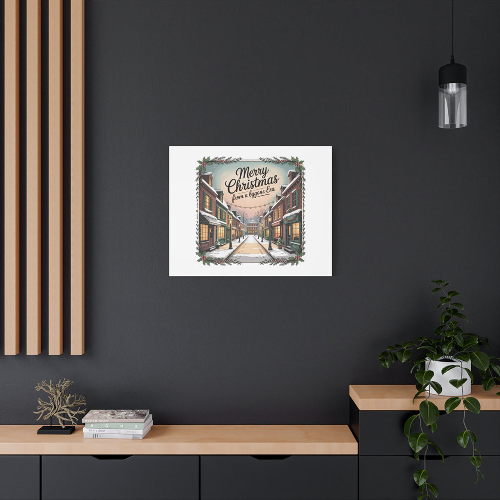 Merry Christmas Vintage Postcard Canvas | Retro Holiday Card Design