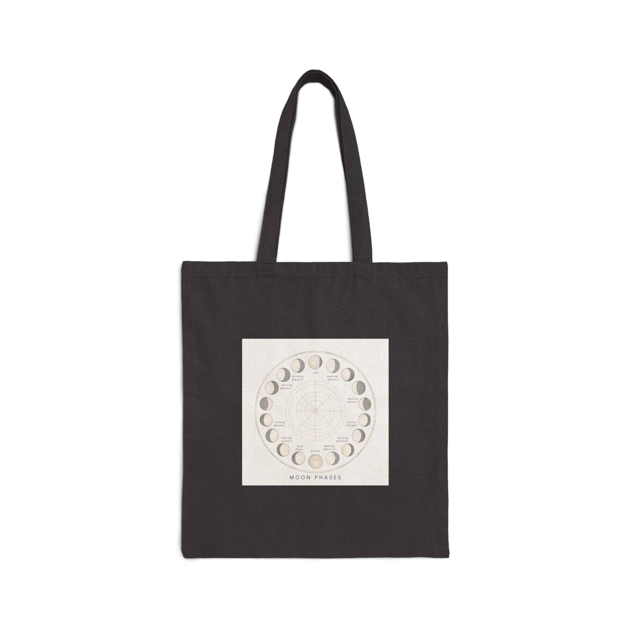 Moon Phase Canvas Tote Bag — Lunar Calendar Eco Shopper