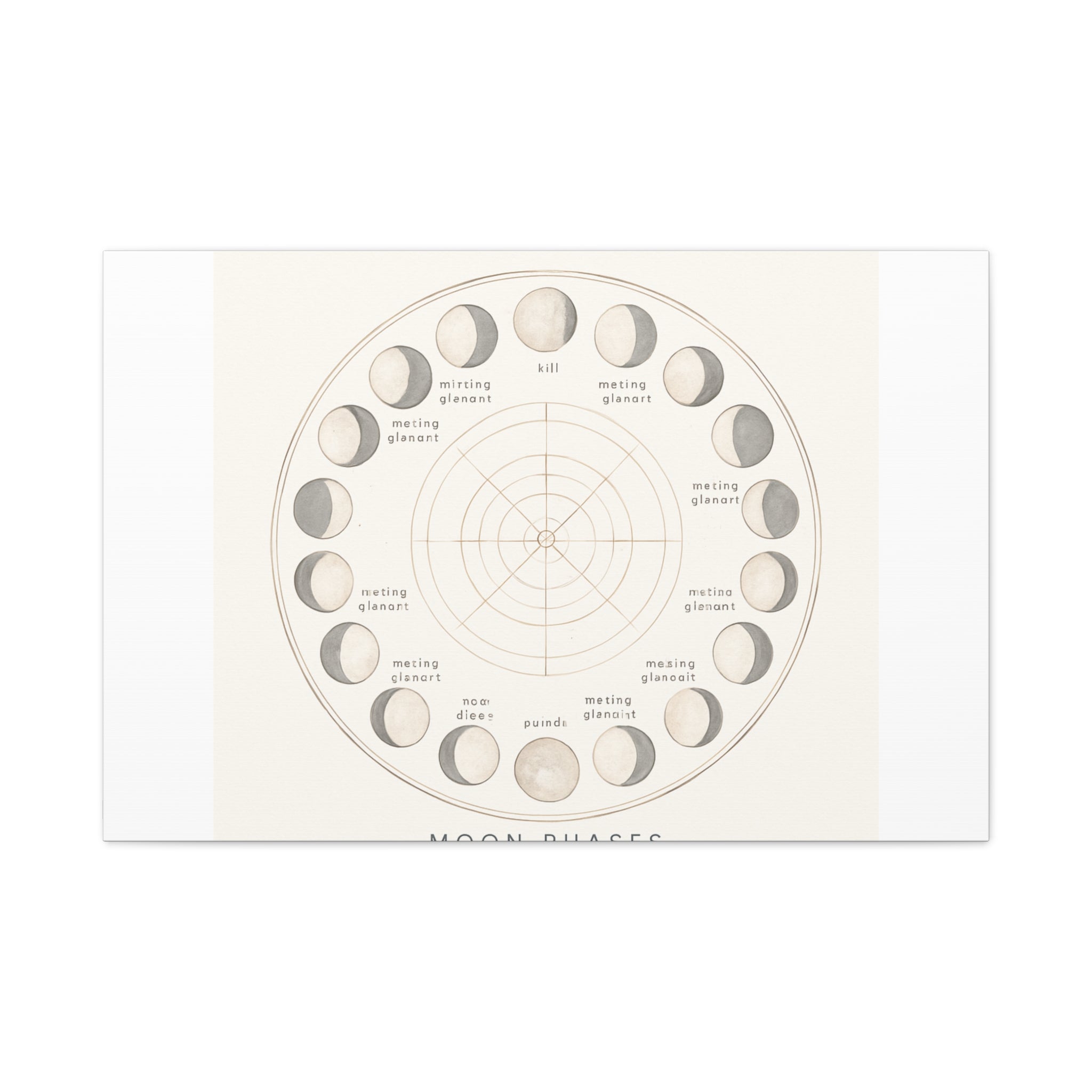 Moon Phases Canvas Print — Neutral Lunar Cycle Wall Art