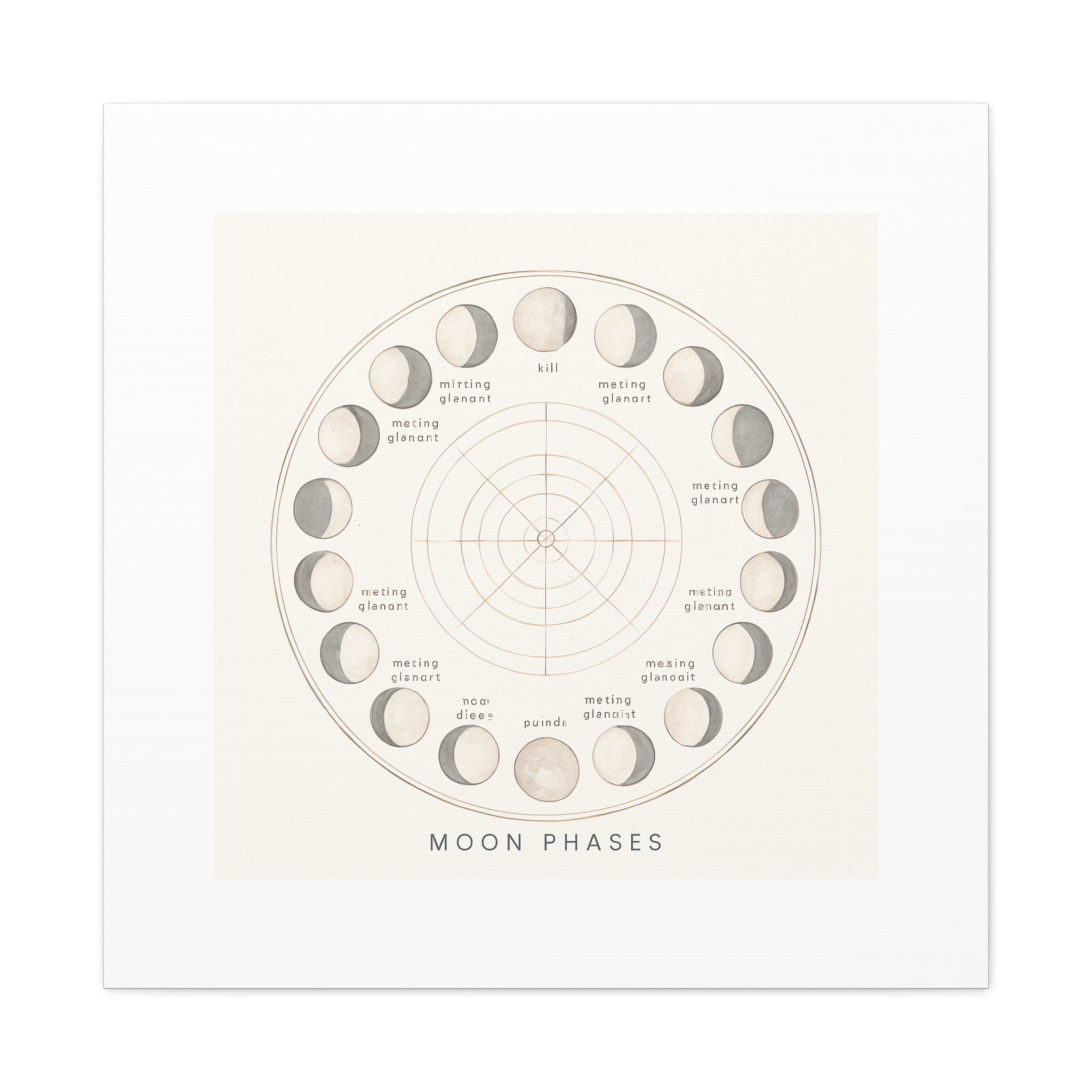 Moon Phases Canvas Print — Neutral Lunar Cycle Wall Art