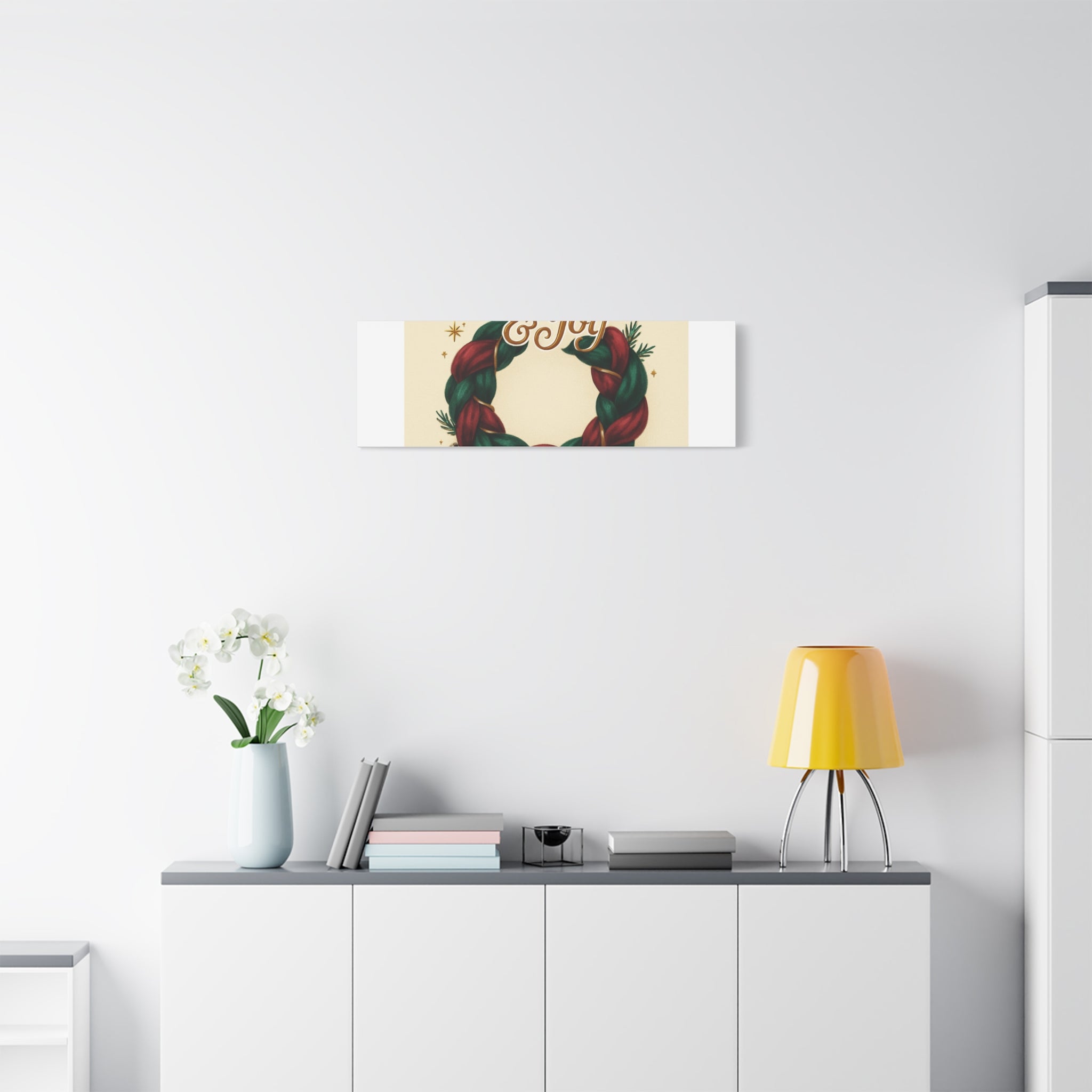 Christmas Wreath Canvas - "Comfort & Joy" Holiday Wall Art