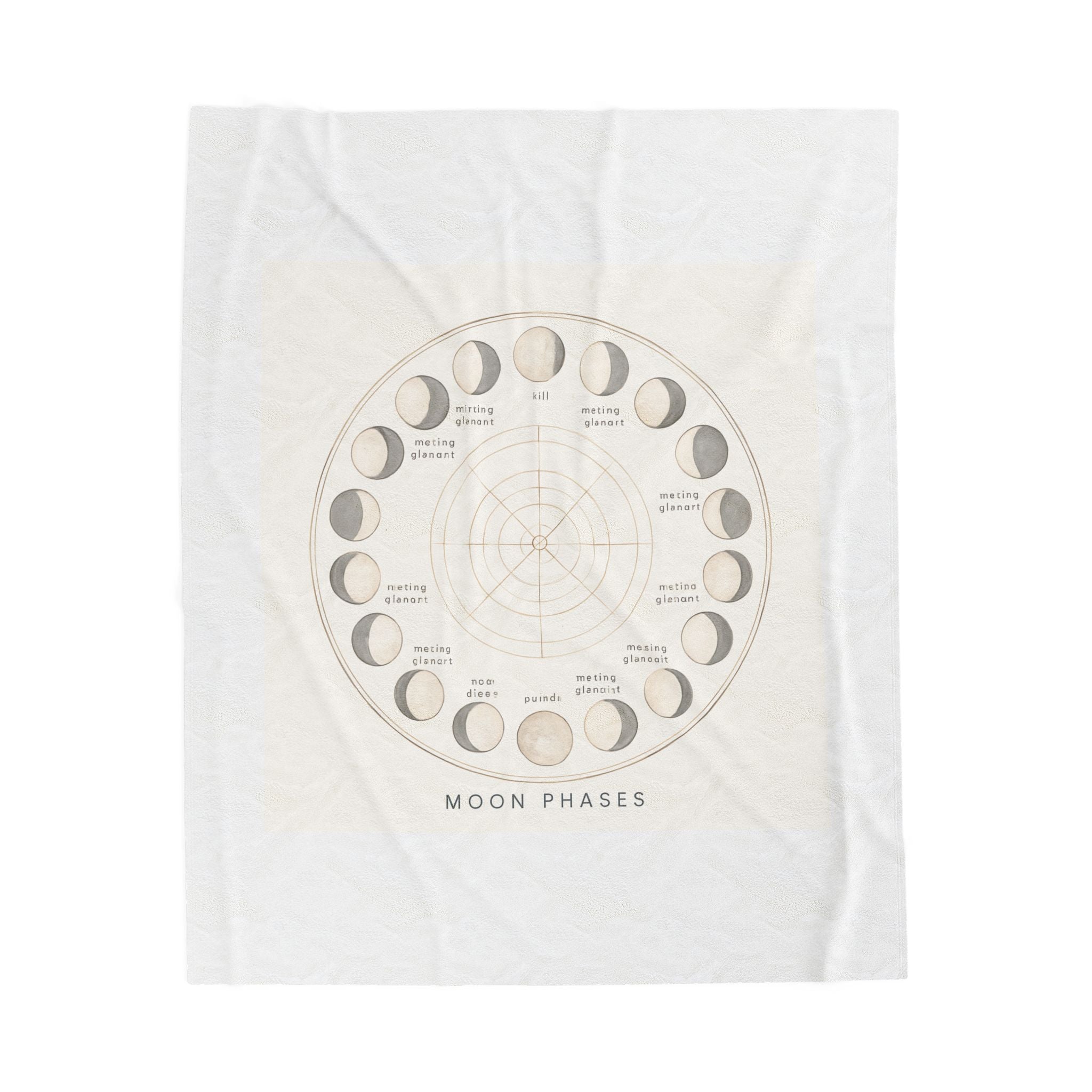 Moon Phases Velveteen Plush Blanket — Lunar Cycle Chart Throw for Astrology Lovers