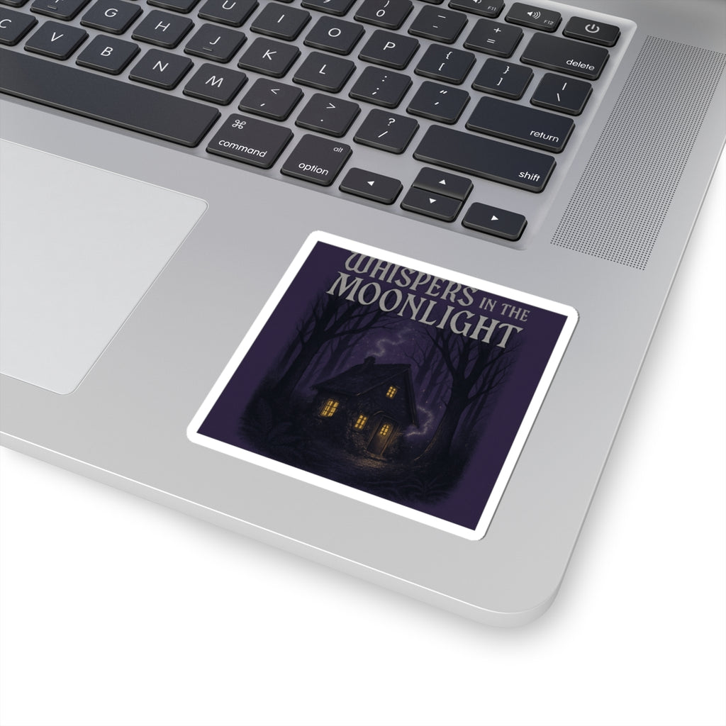 Whispers in the Moonlight Sticker — Haunted Cottage Kiss-Cut Sticker, Gothic Halloween Laptop Decal