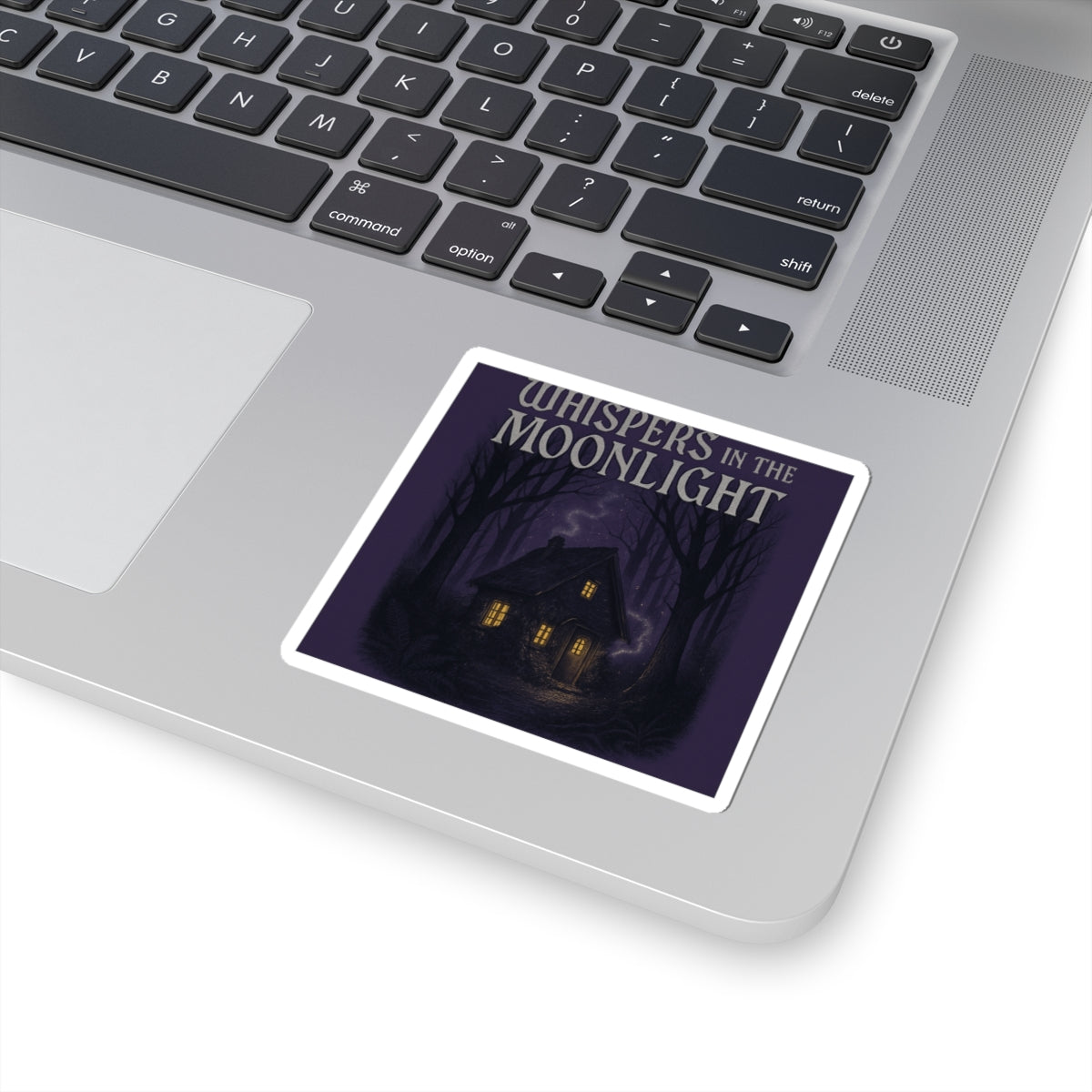 Whispers in the Moonlight Sticker — Haunted Cottage Kiss-Cut Sticker, Gothic Halloween Laptop Decal