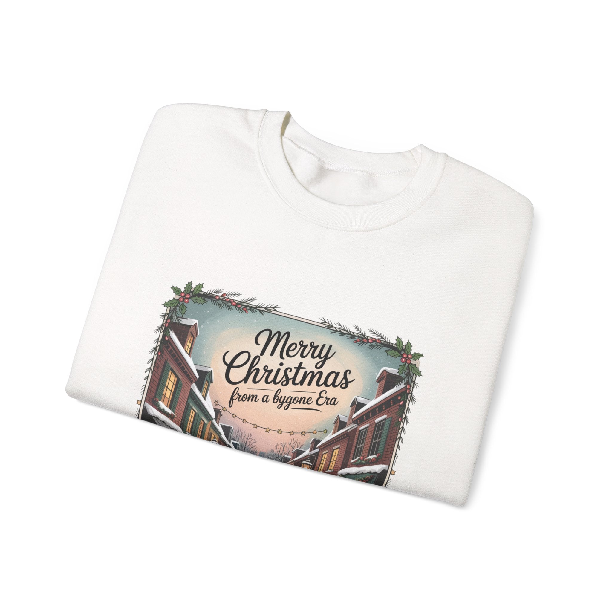 Vintage Christmas Postcard Sweatshirt | retro holiday card design, sepia holiday