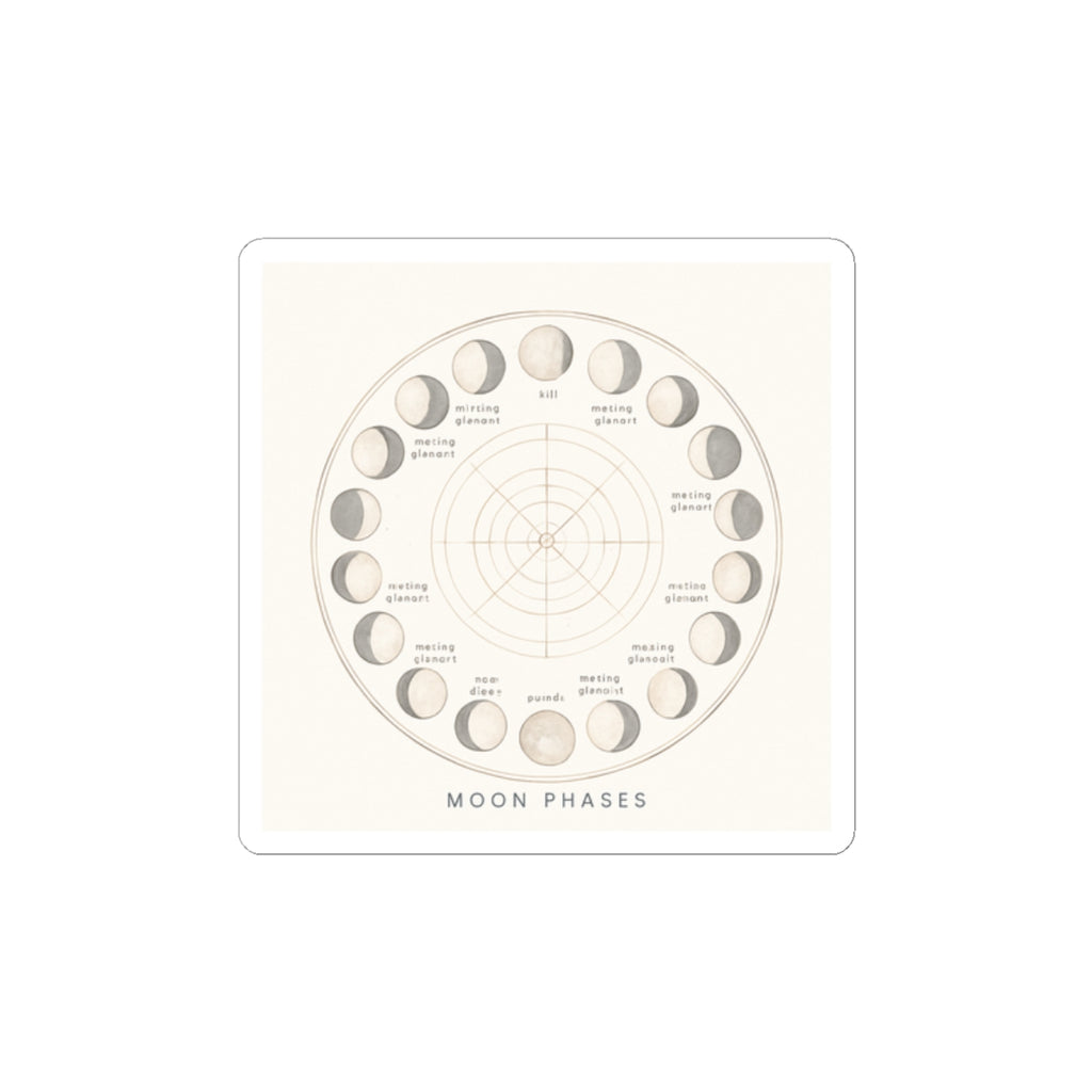 Moon Phases Kiss-Cut Sticker — Minimal Lunar Cycle Diagram for Planners, Journals & Laptops