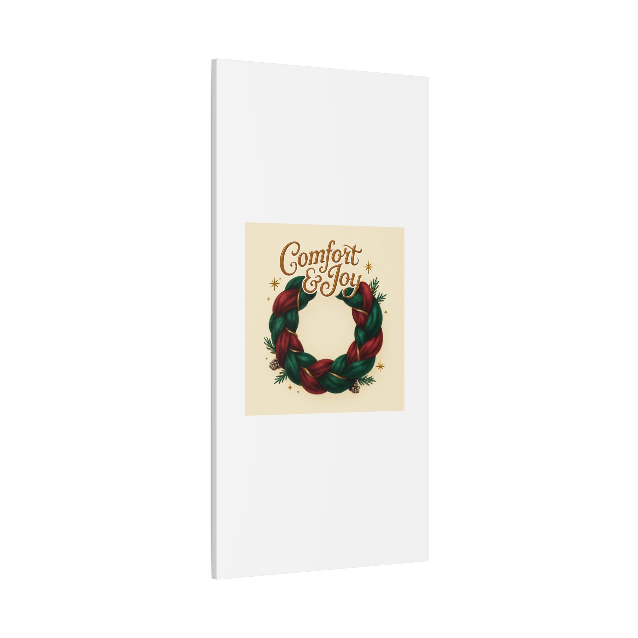 Christmas Wreath Canvas - "Comfort & Joy" Holiday Wall Art