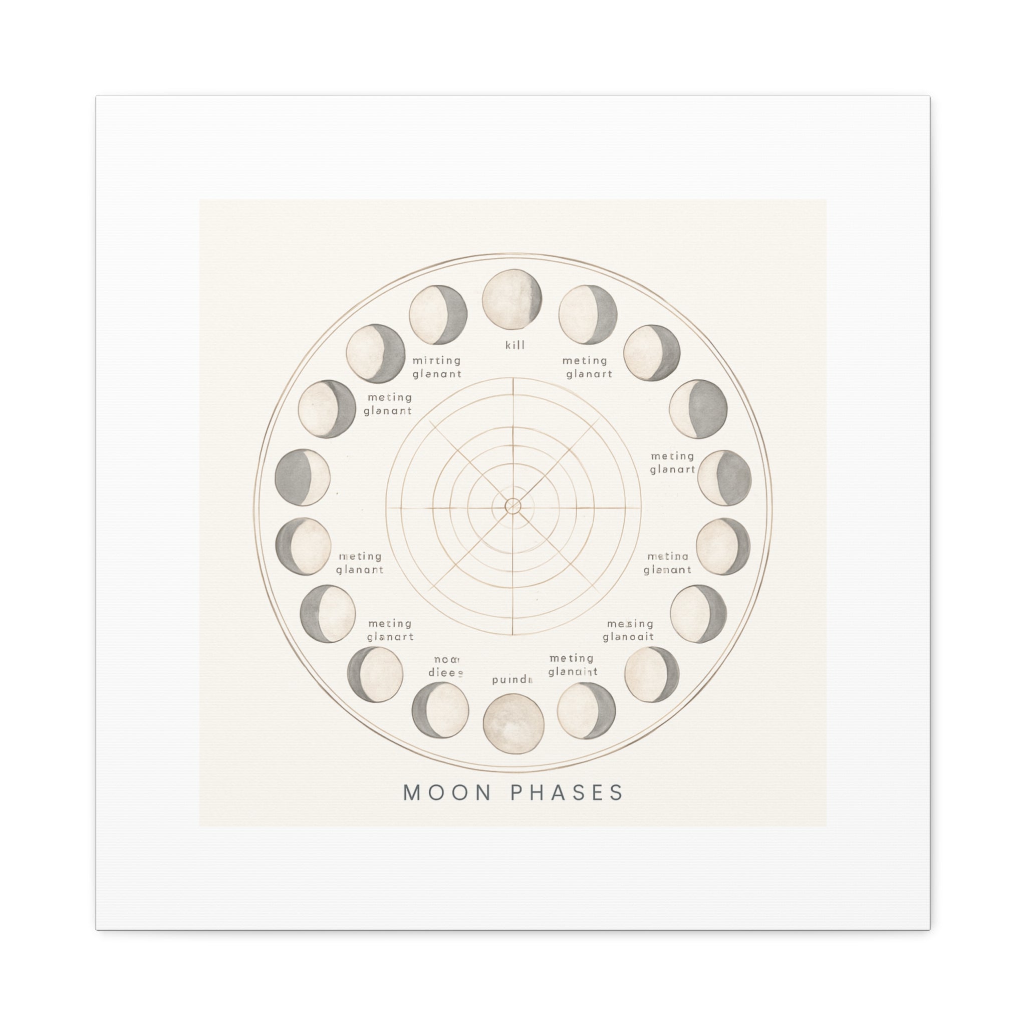 Moon Phases Canvas Print — Neutral Lunar Cycle Wall Art