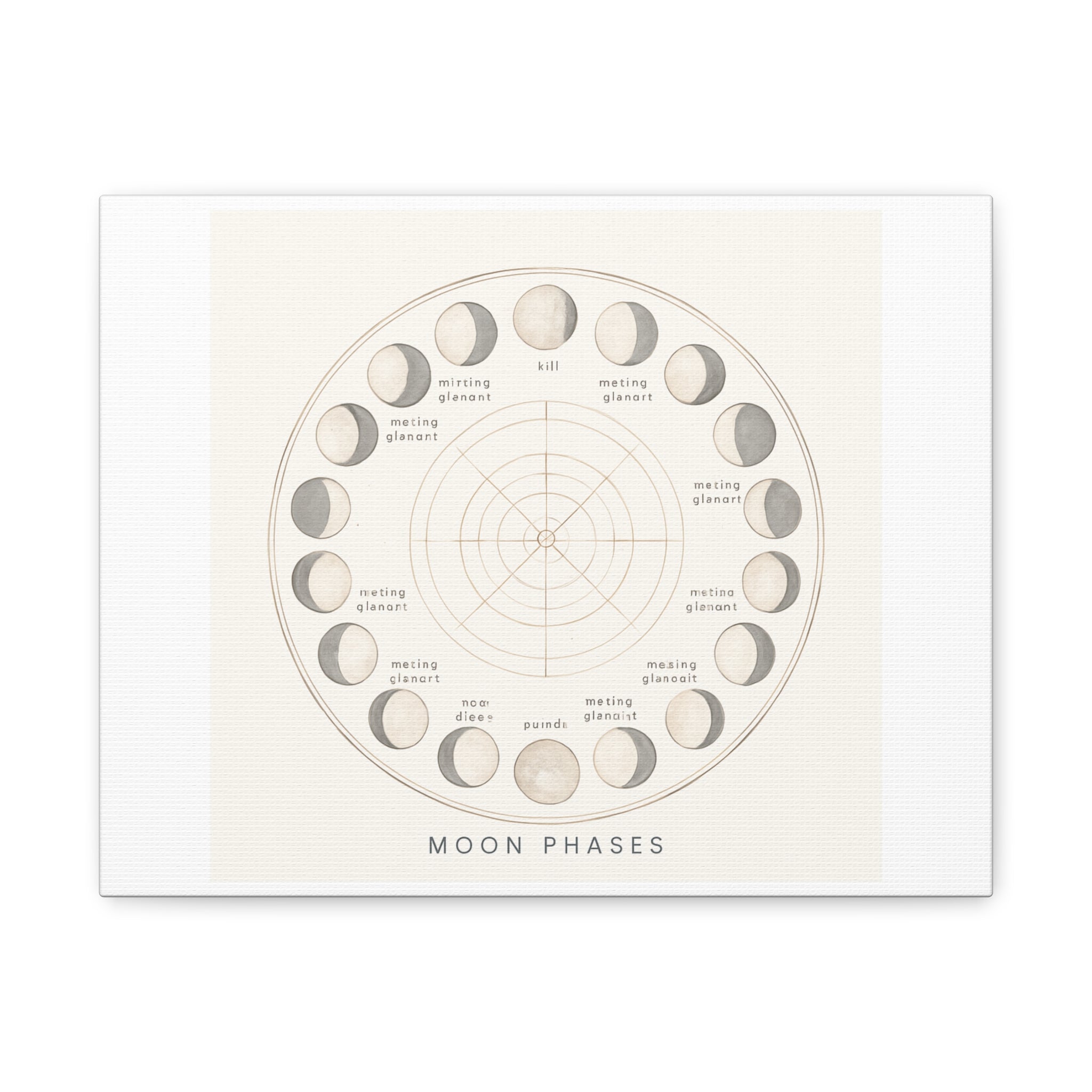 Moon Phases Canvas Print — Neutral Lunar Cycle Wall Art