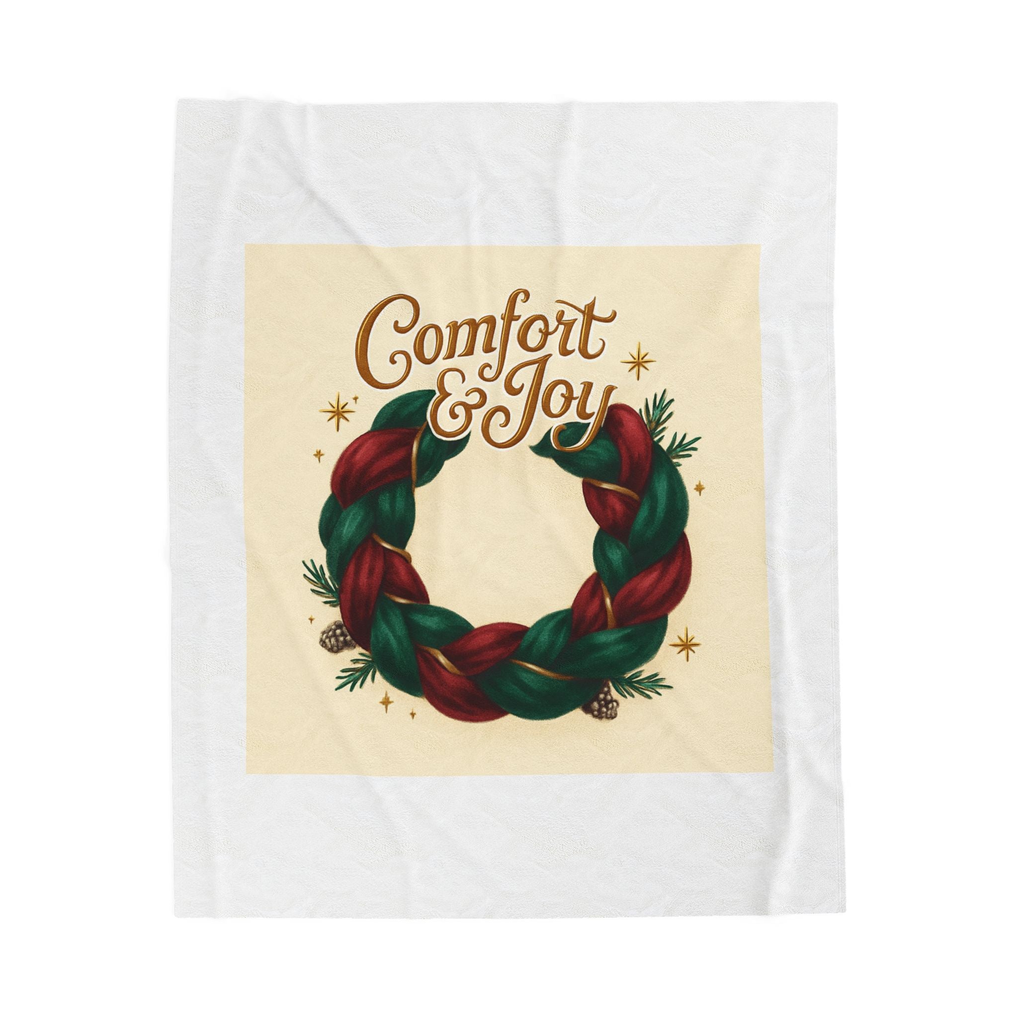 Comfort & Joy Wreath Velveteen Plush Blanket — Holiday Cozy Throw