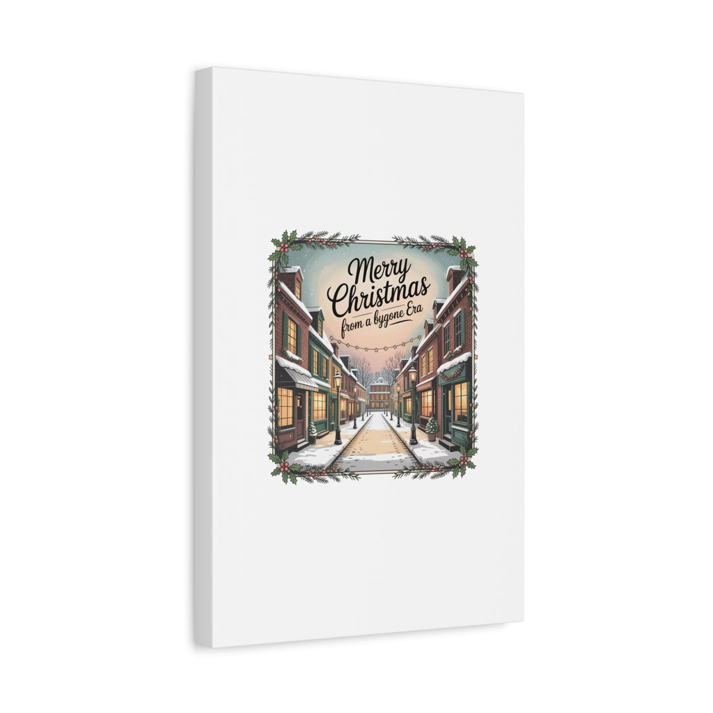 Merry Christmas Vintage Postcard Canvas | Retro Holiday Card Design