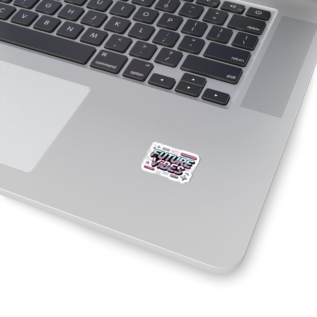 Future Vibes Kiss-Cut Stickers | Y2K cyber holo aesthetic, chrome text