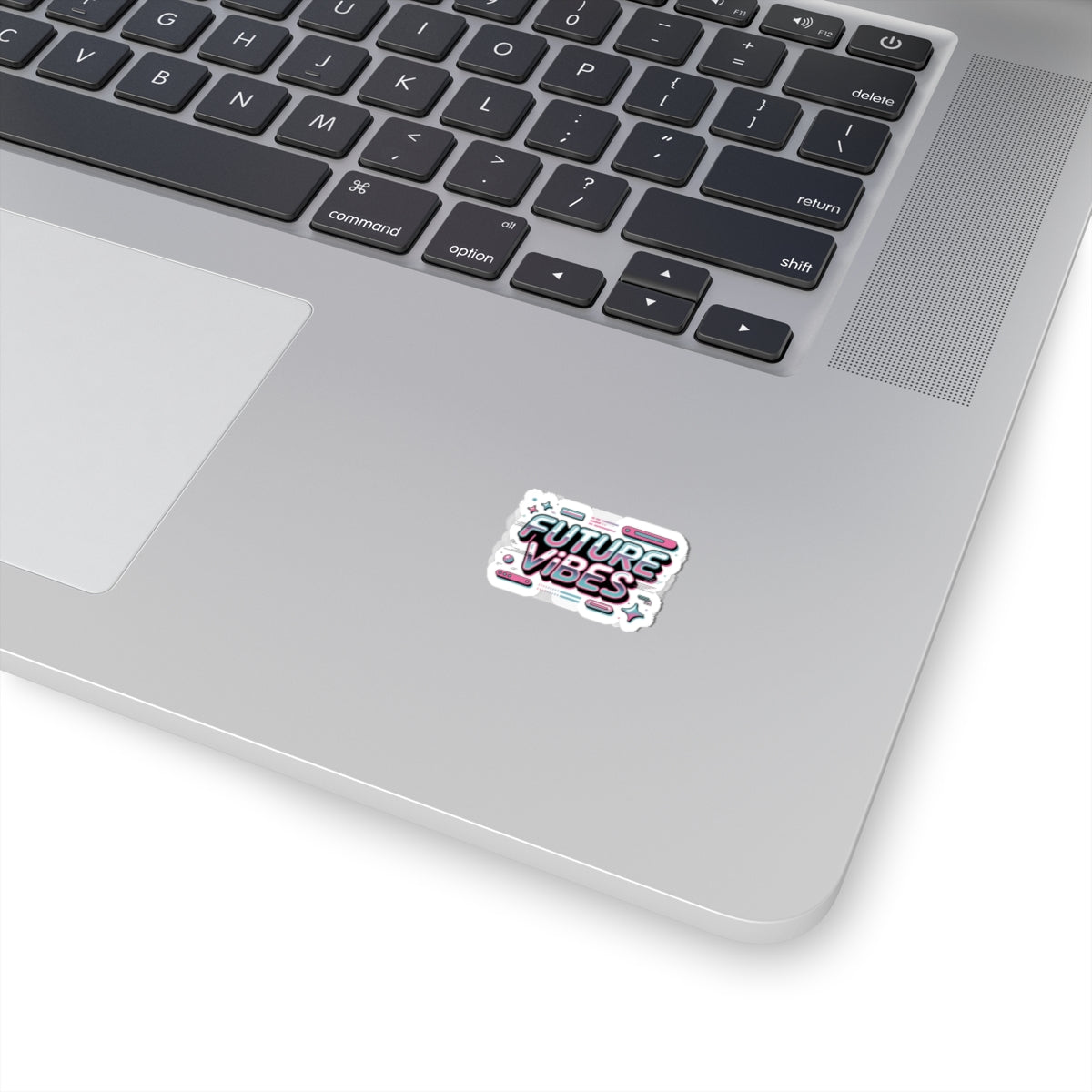 Future Vibes Kiss-Cut Stickers | Y2K cyber holo aesthetic, chrome text